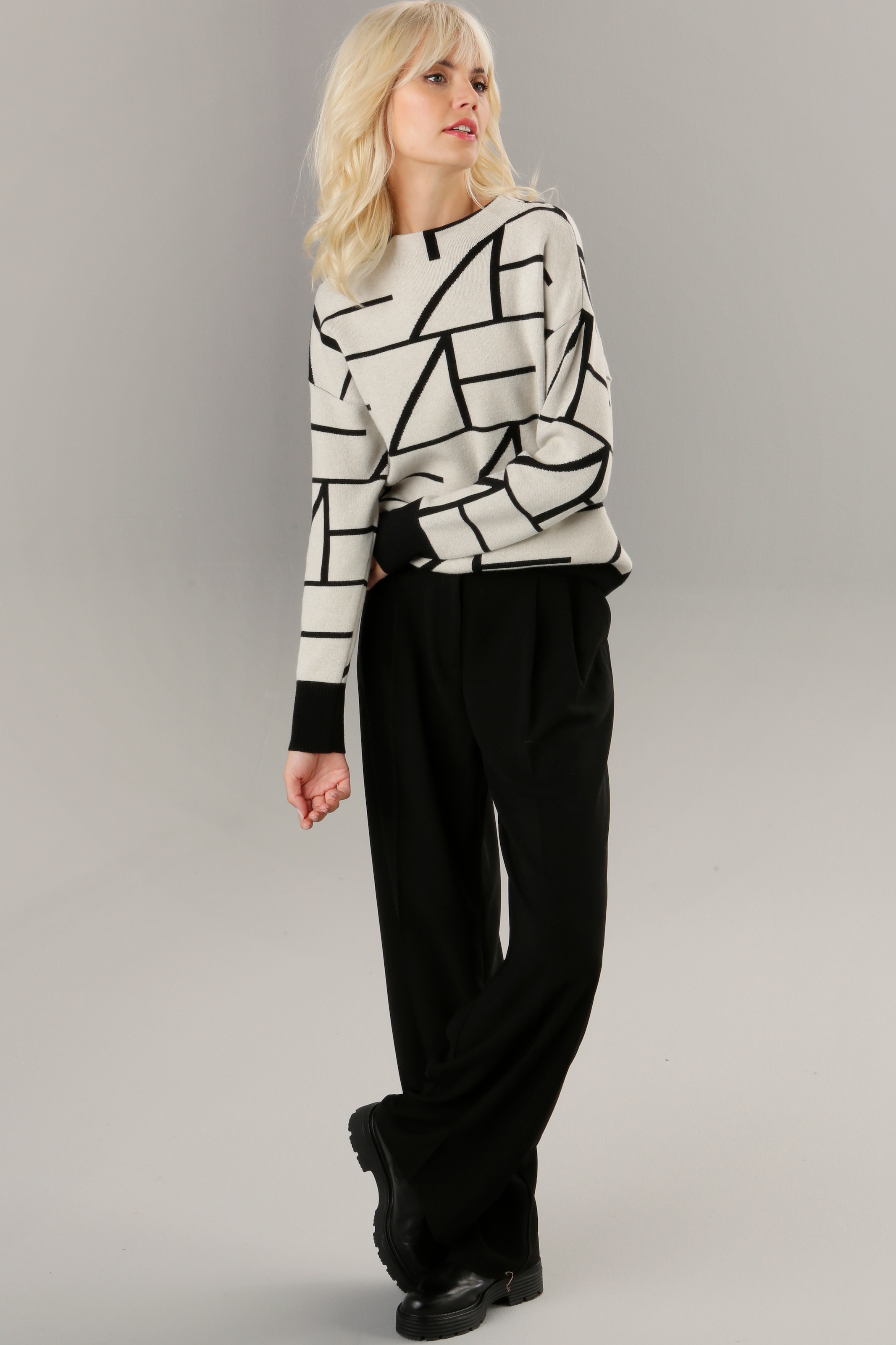 Aniston SELECTED Strickpullover, mit elegantem Jacquard-Muster