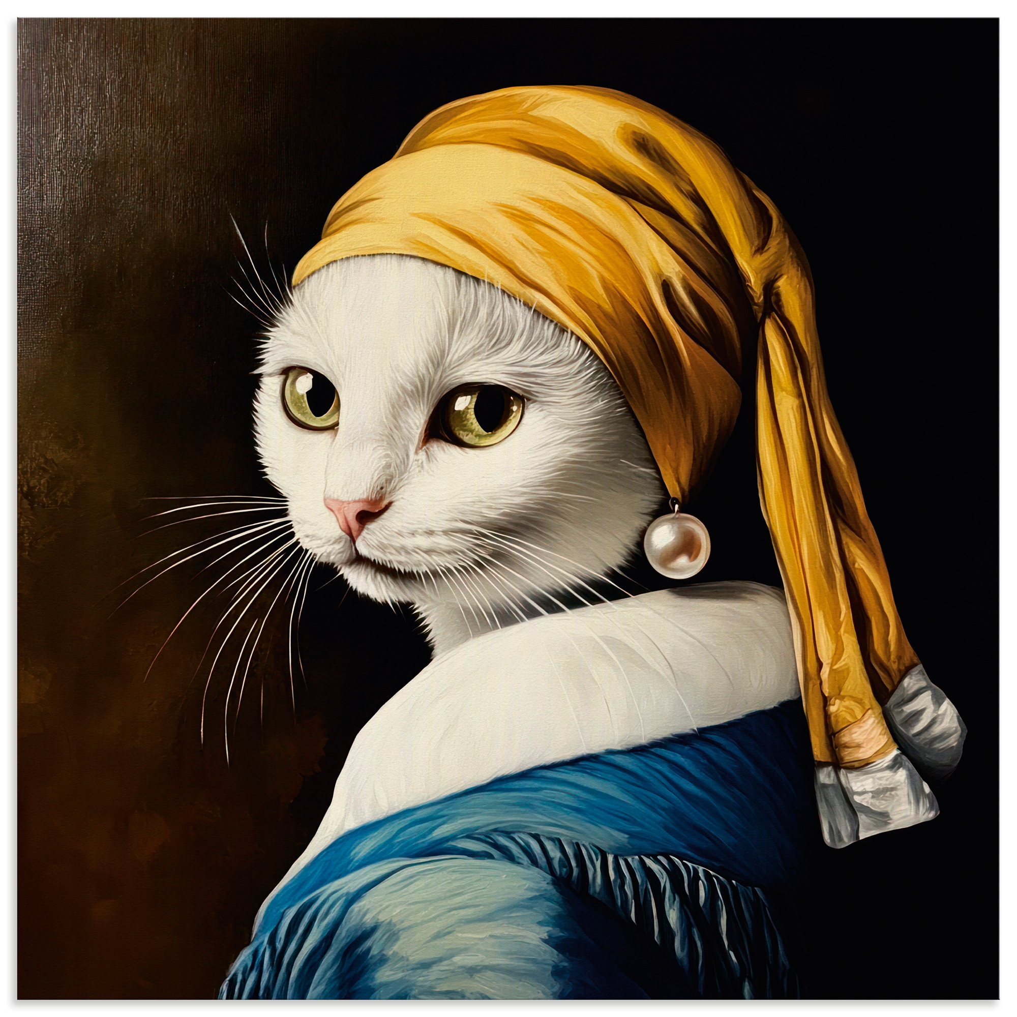 Artland Wandbild "Die Katze mit dem Perlenohrring" Animal Fantasy 1 Stk. tlg. als Alubild, Leinwandbild, Poster, Wandaufkleber in verschied. Größen