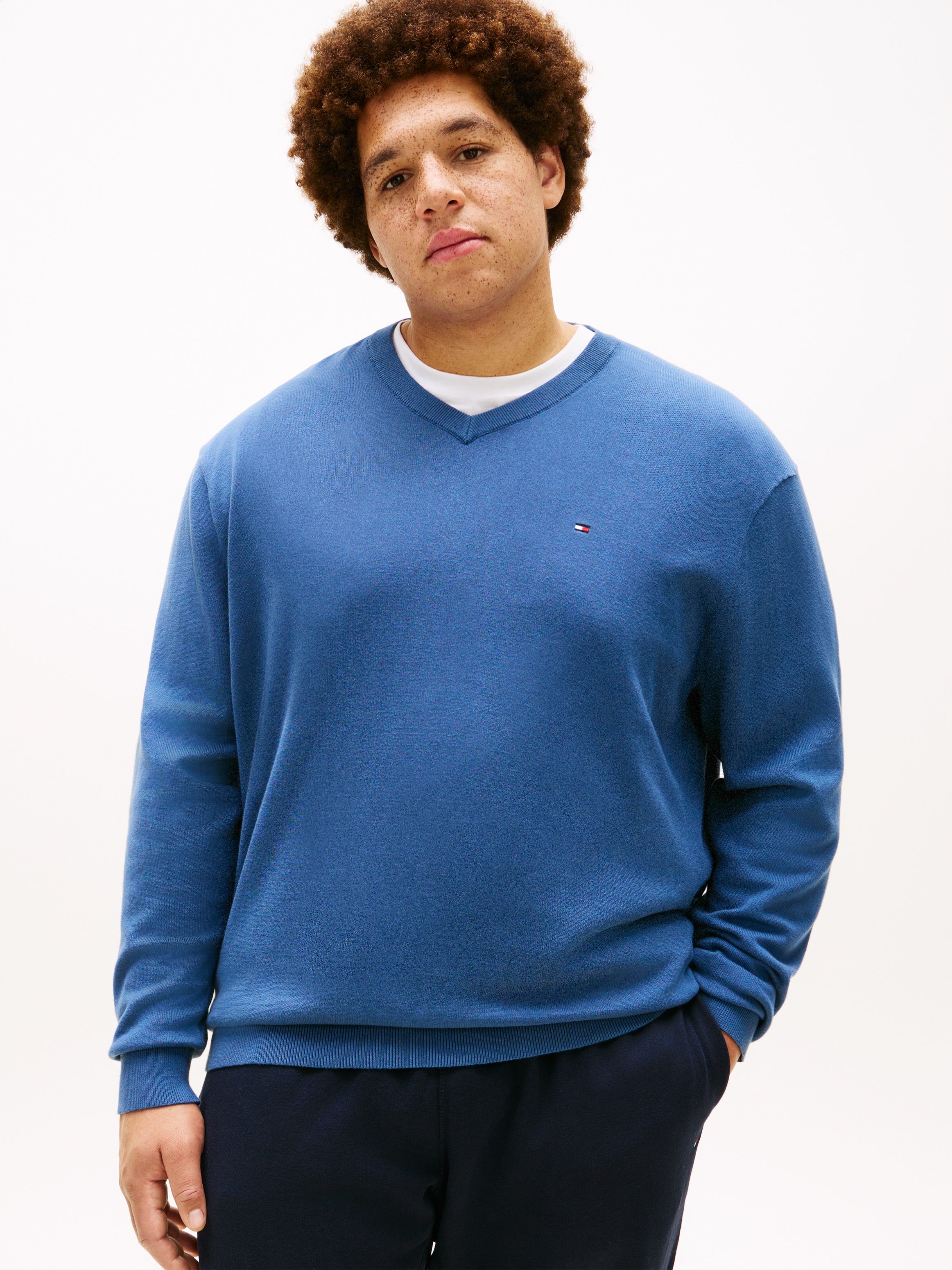 Tommy Hilfiger Big & Tall V-Ausschnitt-Pullover "BT-ESSENTIAL COTTON" Rippb günstig online kaufen