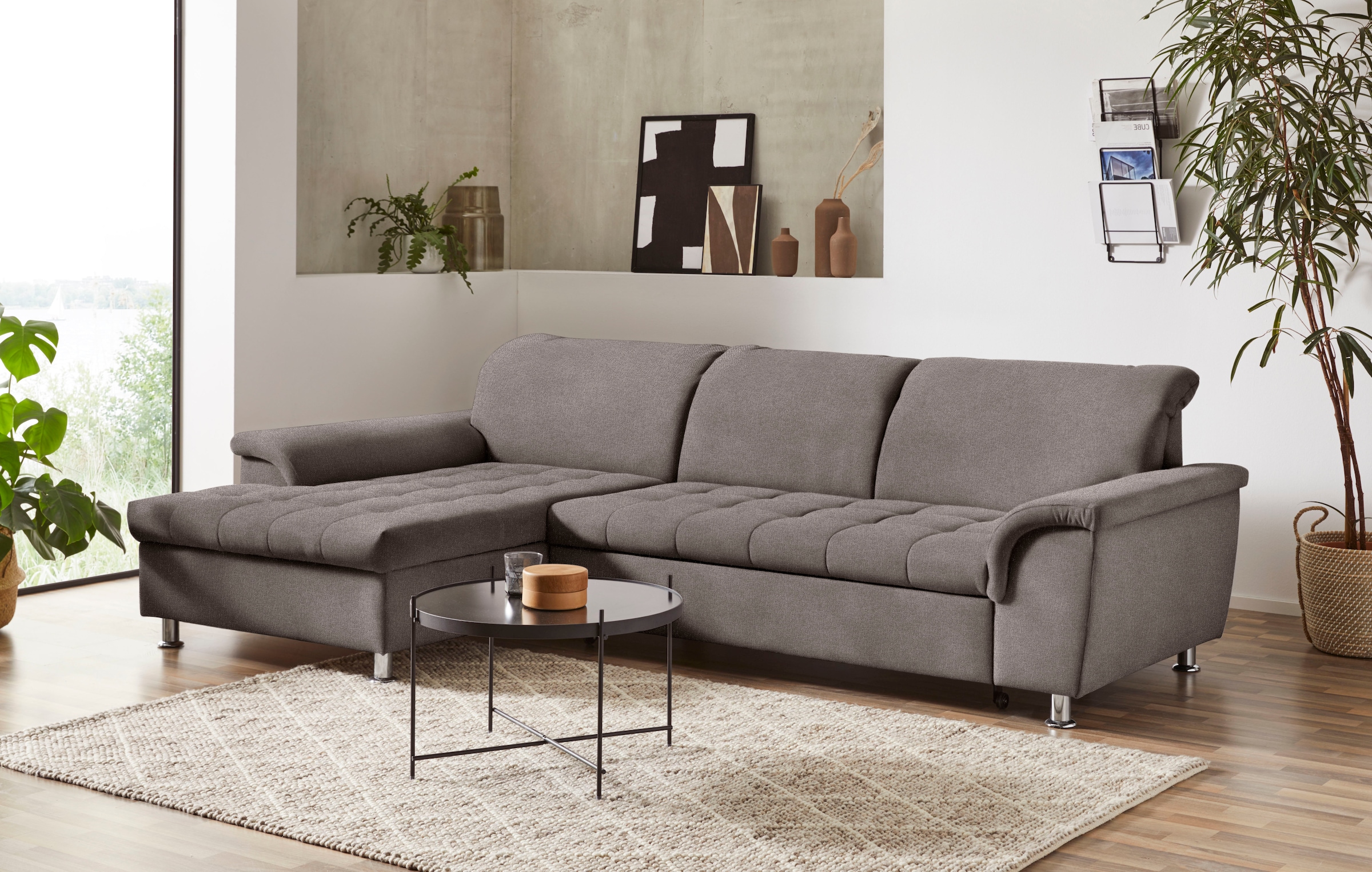 DOMO collection Ecksofa "Franzi, zeitlos und elegant, moderne Sitzheftung, günstig online kaufen