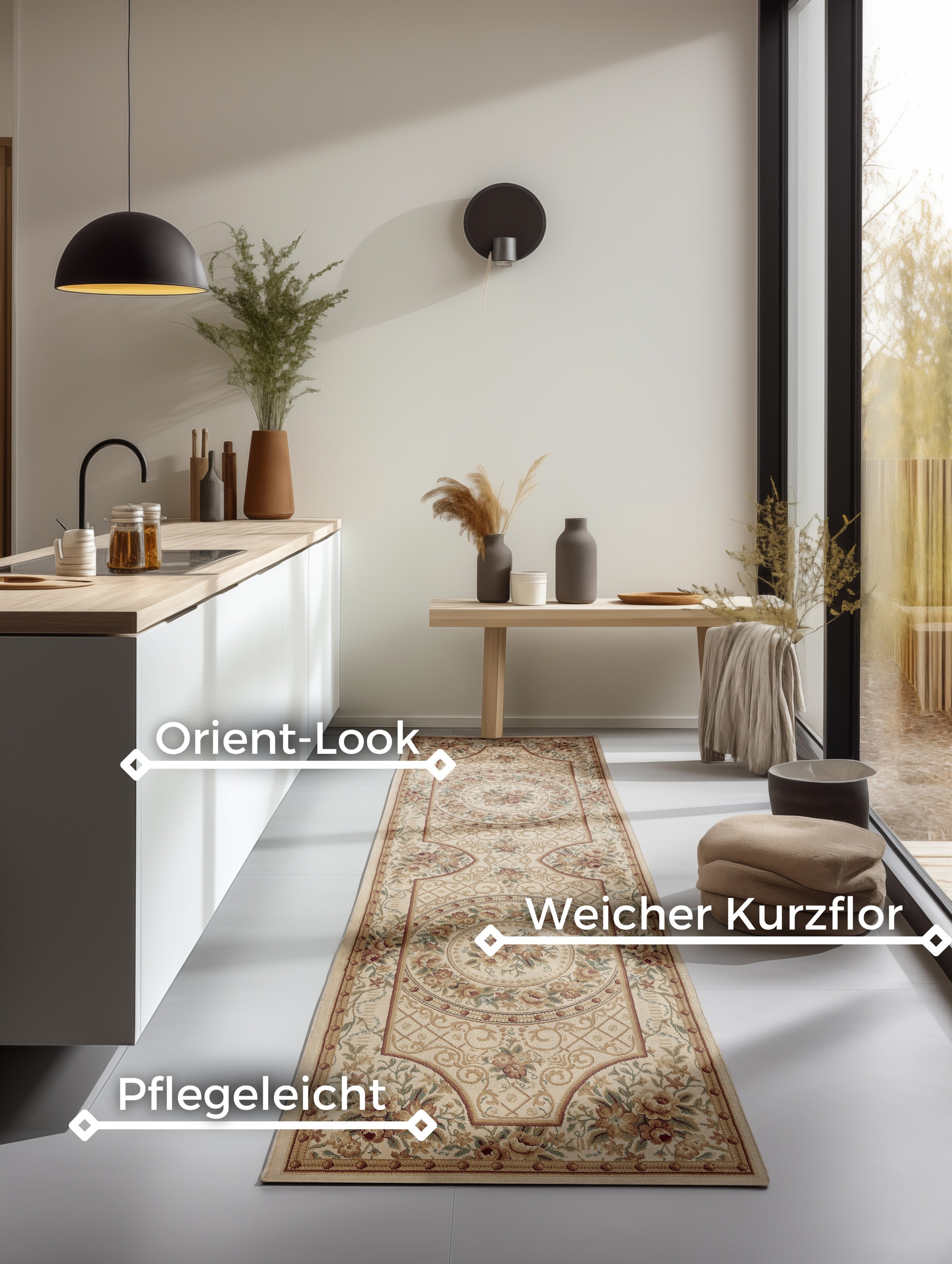 NORTHRUGS Teppich »Adraskan«, rechteckig, 8 mm Höhe, Orient Optik, Läufer, strapazierfähig, pflegeleicht, robust