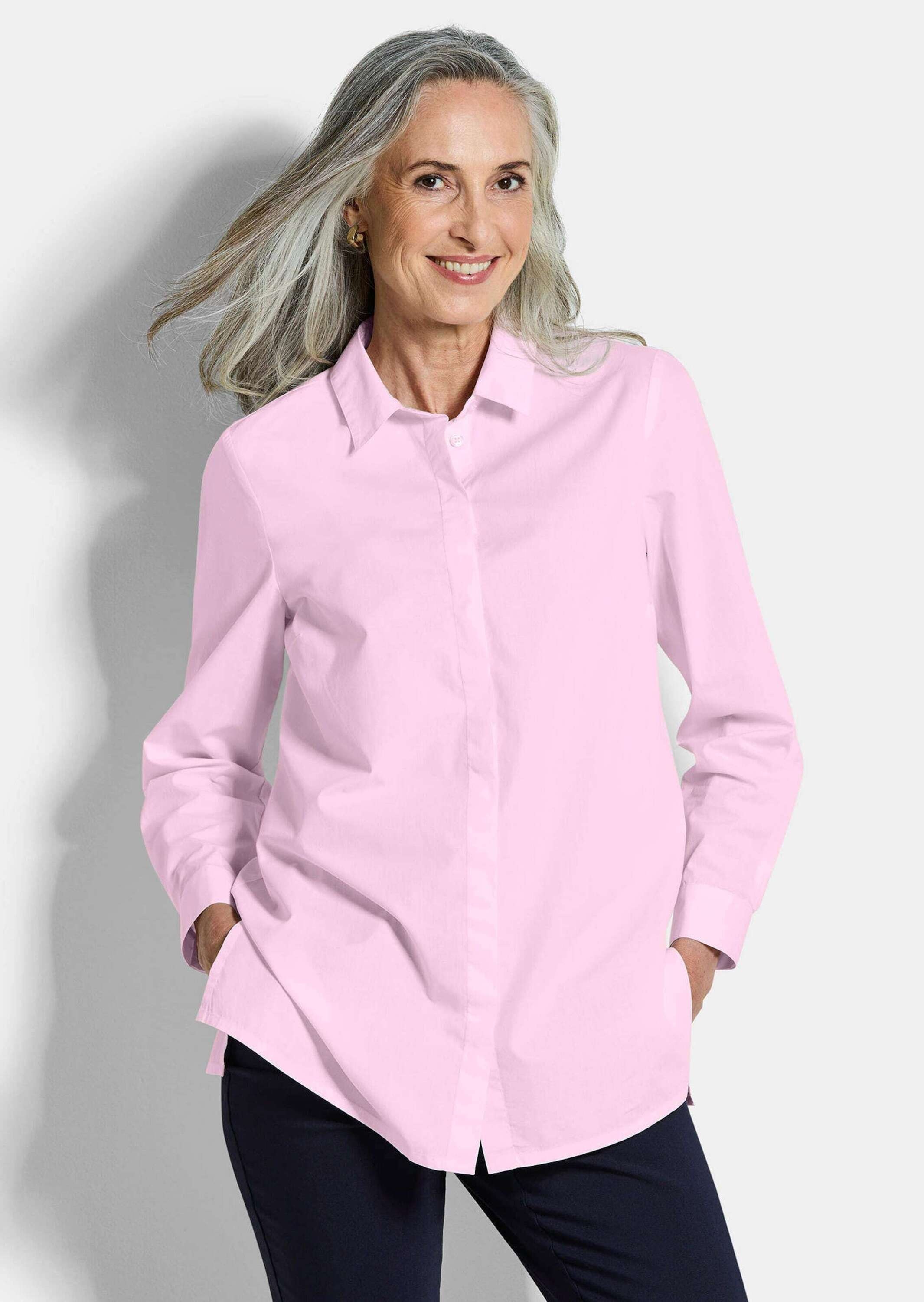 GOLDNER Hemdbluse »Baumwollbluse mit Hemdkragen« Mit Seitenschlitzen