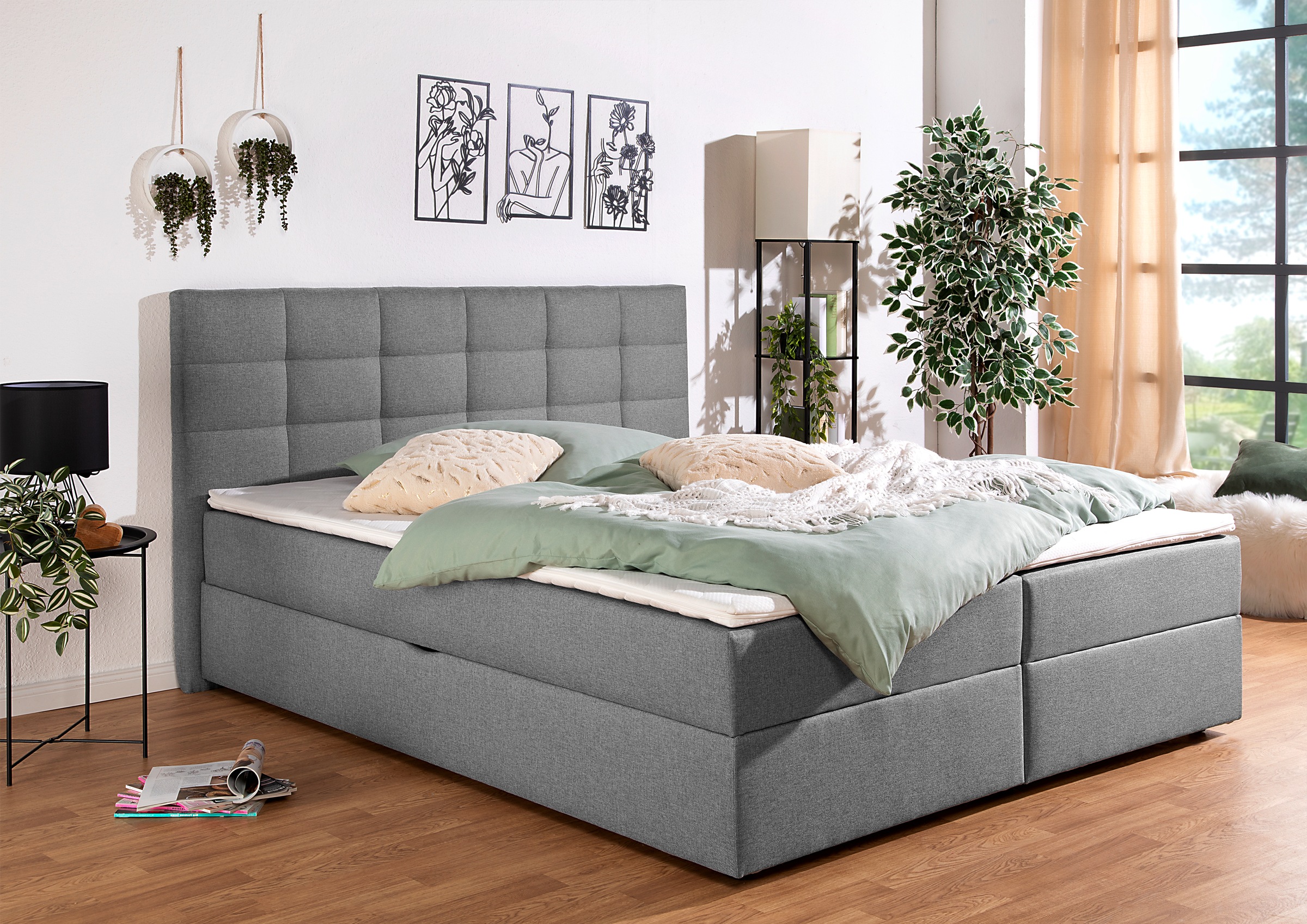 Boxbett HOME AFFAIRE "Ovalo auch in Überlänge erhältlich", grau, B:174cm L:230cm, Komplettbetten, Boxspringbett, wahlweise mit Bettkasten, in H2, H3 & H4 erhältlich, Topseller