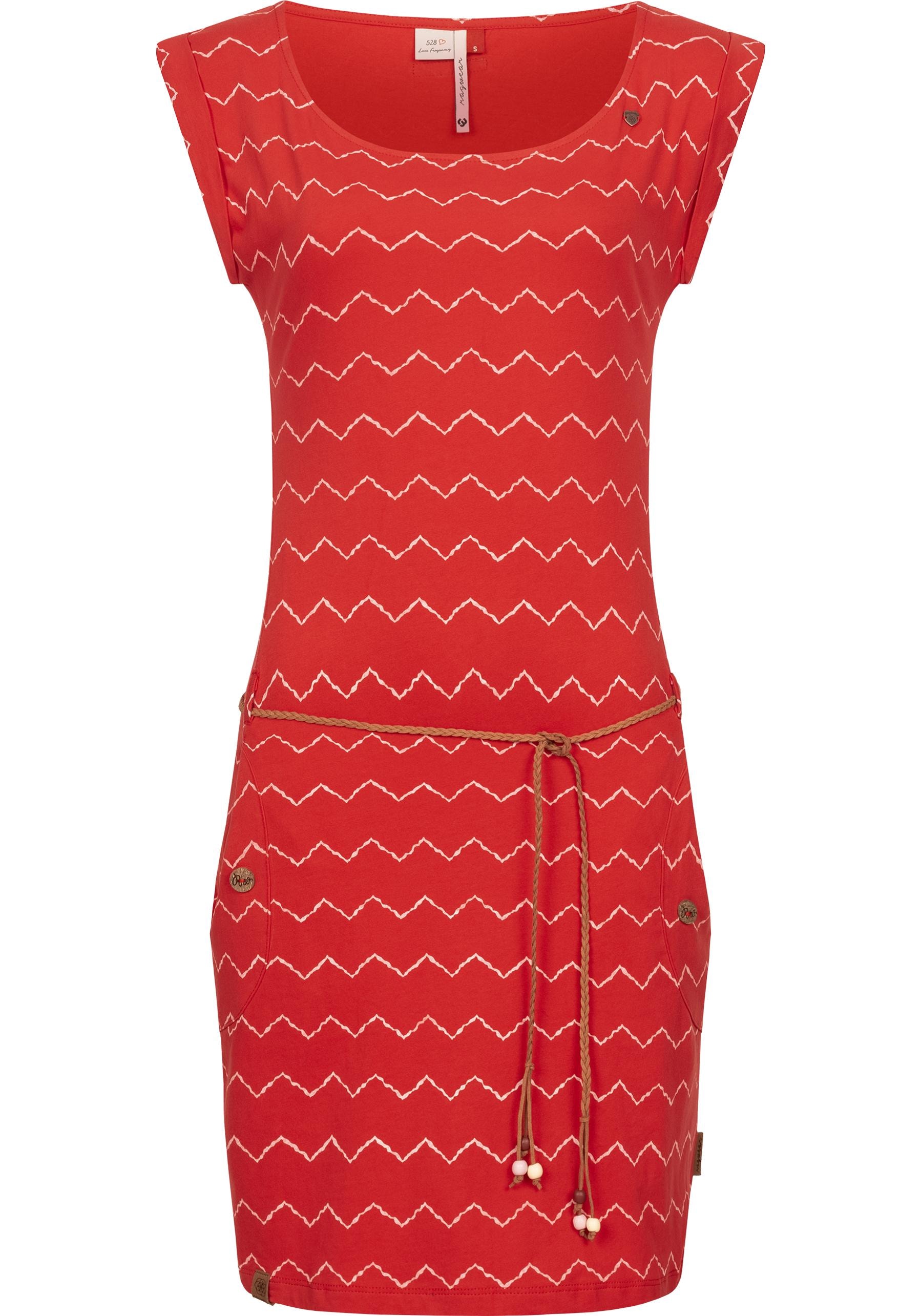 Jerseykleid stylisches Zag | coolem Ragwear »Tag mit für BAUR und II«, Print Shirtkleid Bindegürtel bestellen Zig