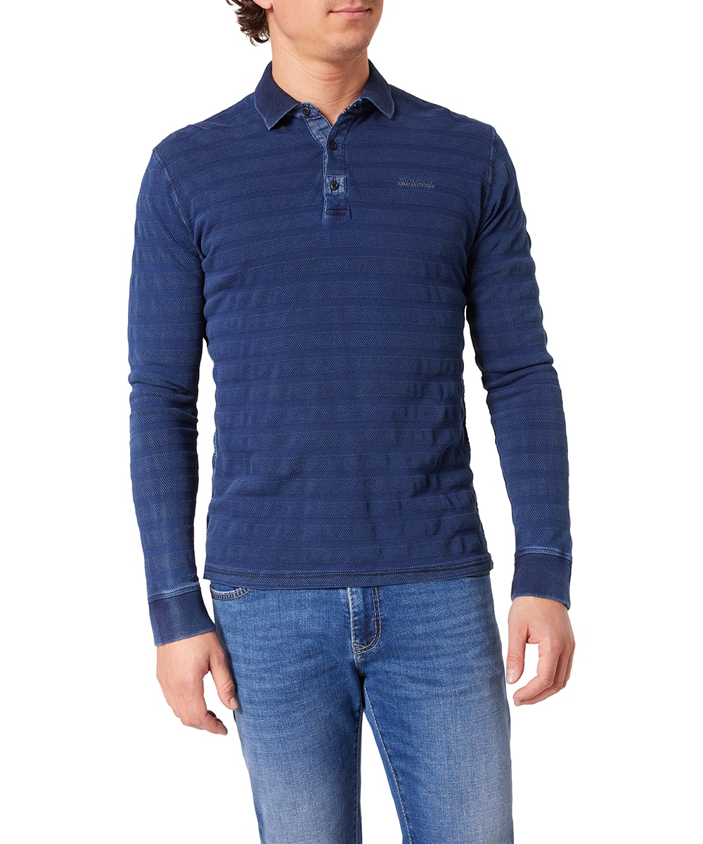 Pioneer Authentic Jeans Langarm-Poloshirt, mit Streifenmuster