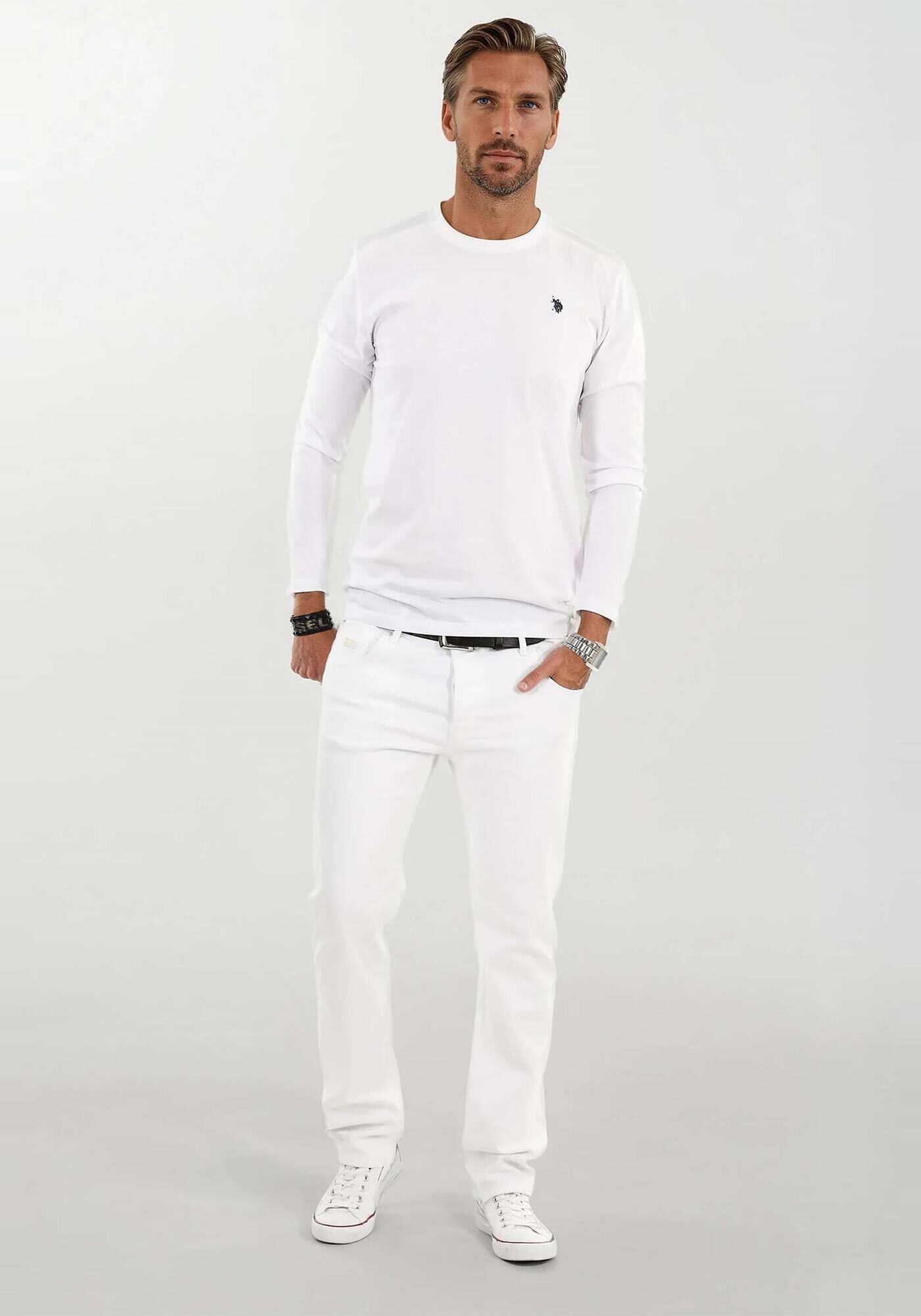 Comfort-fit-Jeans ALESSANDRO SALVARINI "A.Salvarini Designer Herren Jeans Hose Basic Jeanshose", Herren, Gr. W38L32, Länge 32, as393, weiß, 98% Baumwolle, 2% Elasthan, klassisch, Jeans