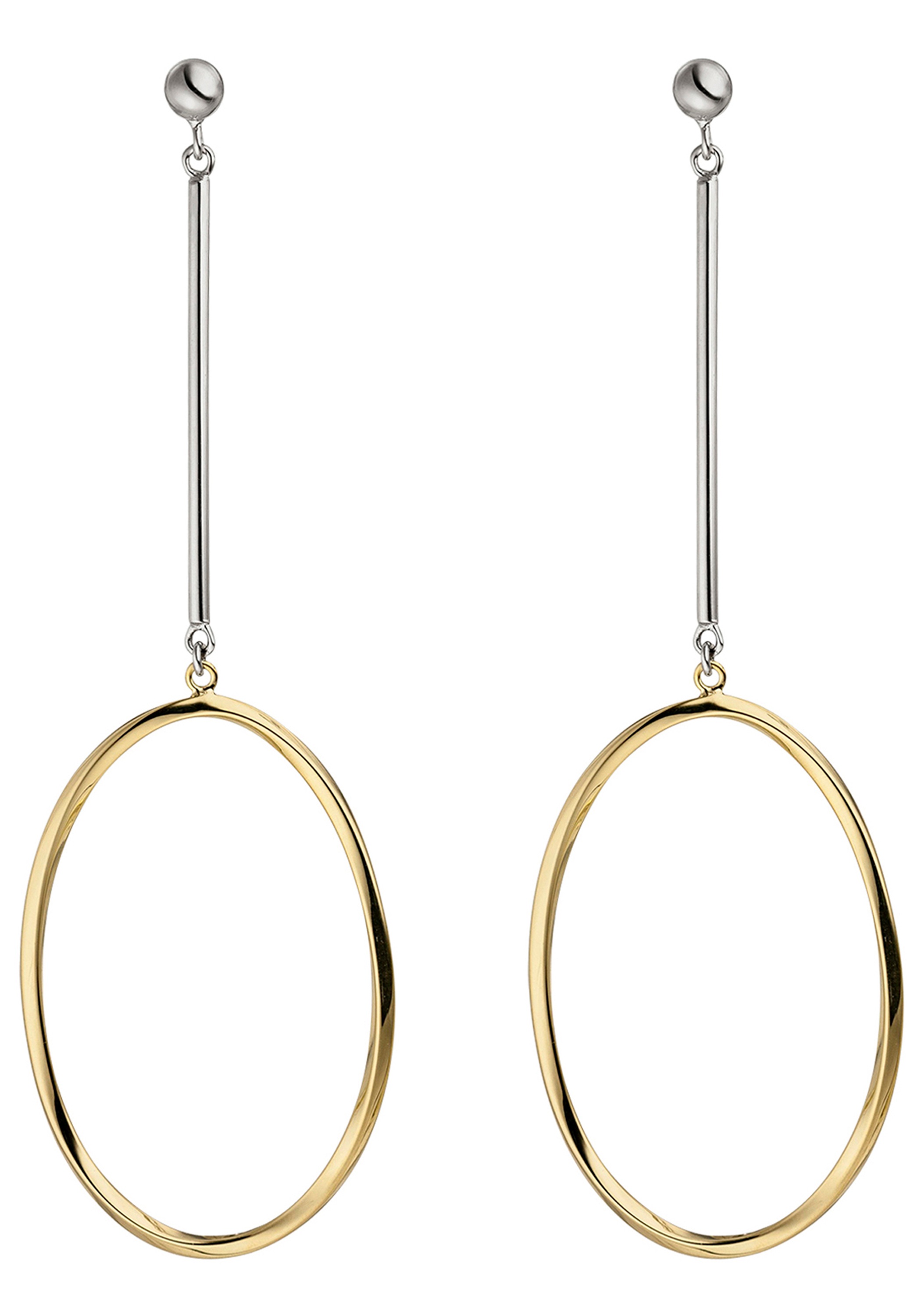 JOBO Paar Ohrhänger »Ohrringe hängend 80 mm lang« 925 Silber bicolor vergoldet
