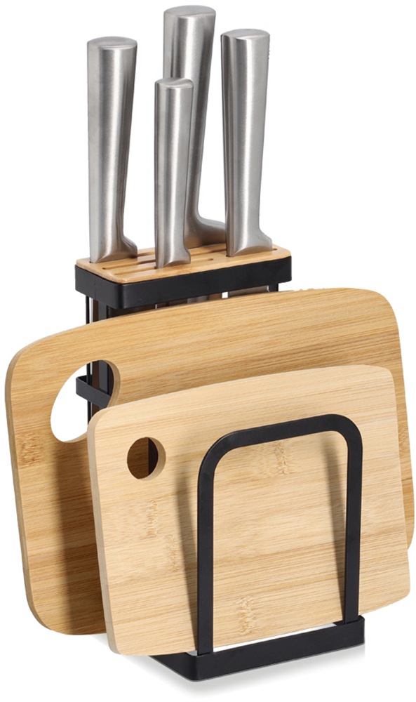 Zeller Present Messerblock "mit Brettchenständer, Metall/Bambus,schwarz", m günstig online kaufen