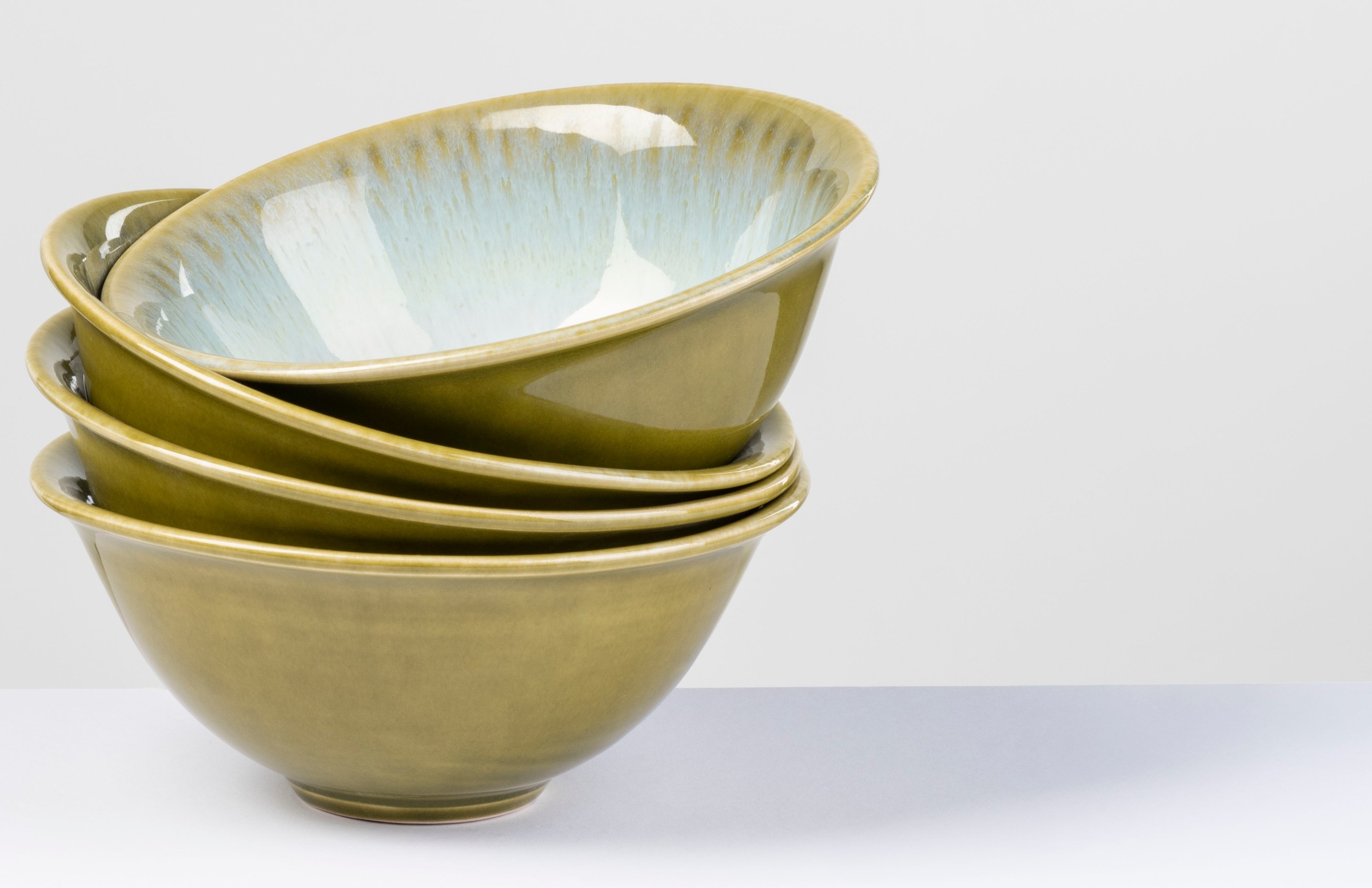Müslischale GIPFELSTÜCK "Flussufer", bunt (grün, braun, blau), Ø:15cm, Steinzeug, Schüsseln, Müslischale, Reaktivglasur, außergewöhnlicher, visueller Farbverlauf, Ø 15 cm