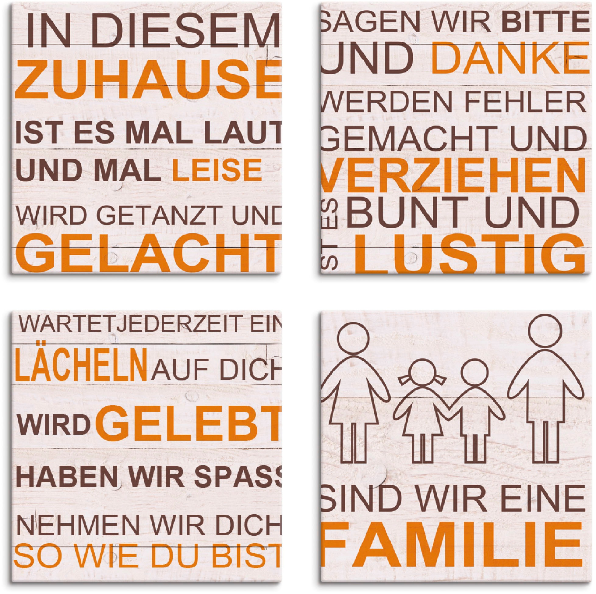 Artland Leinwandbild "In diesem Zuhause - beige", Sprüche & Texte, (4 St.), günstig online kaufen