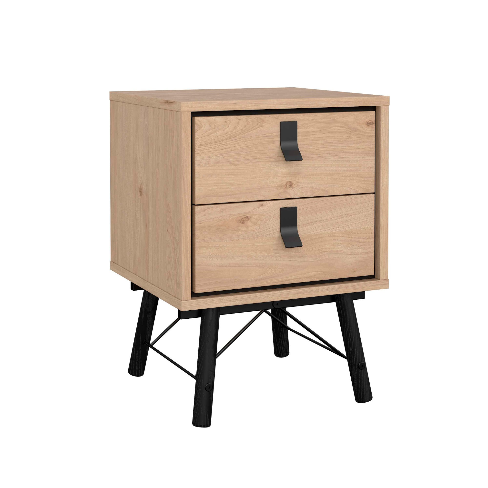 Home affaire Nachttisch "RY" mit 2 Schubladen, Vollholzbeine, Höhe 60 cm