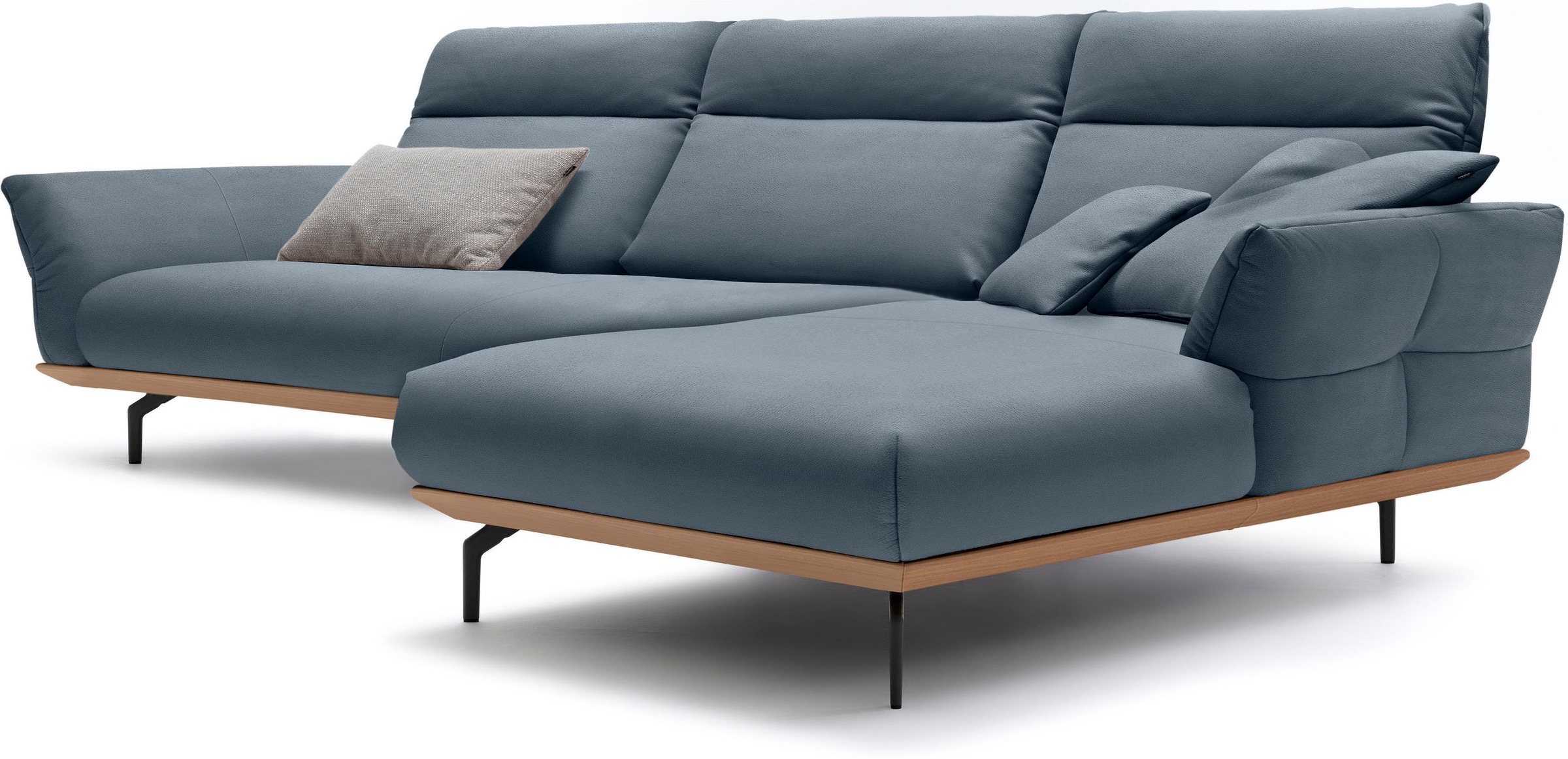 Creation BY ROLF BENZ Ecksofa »CR.460«, Sockel in Eiche, Winkelfüße in Umbragrau, Breite 338 cm