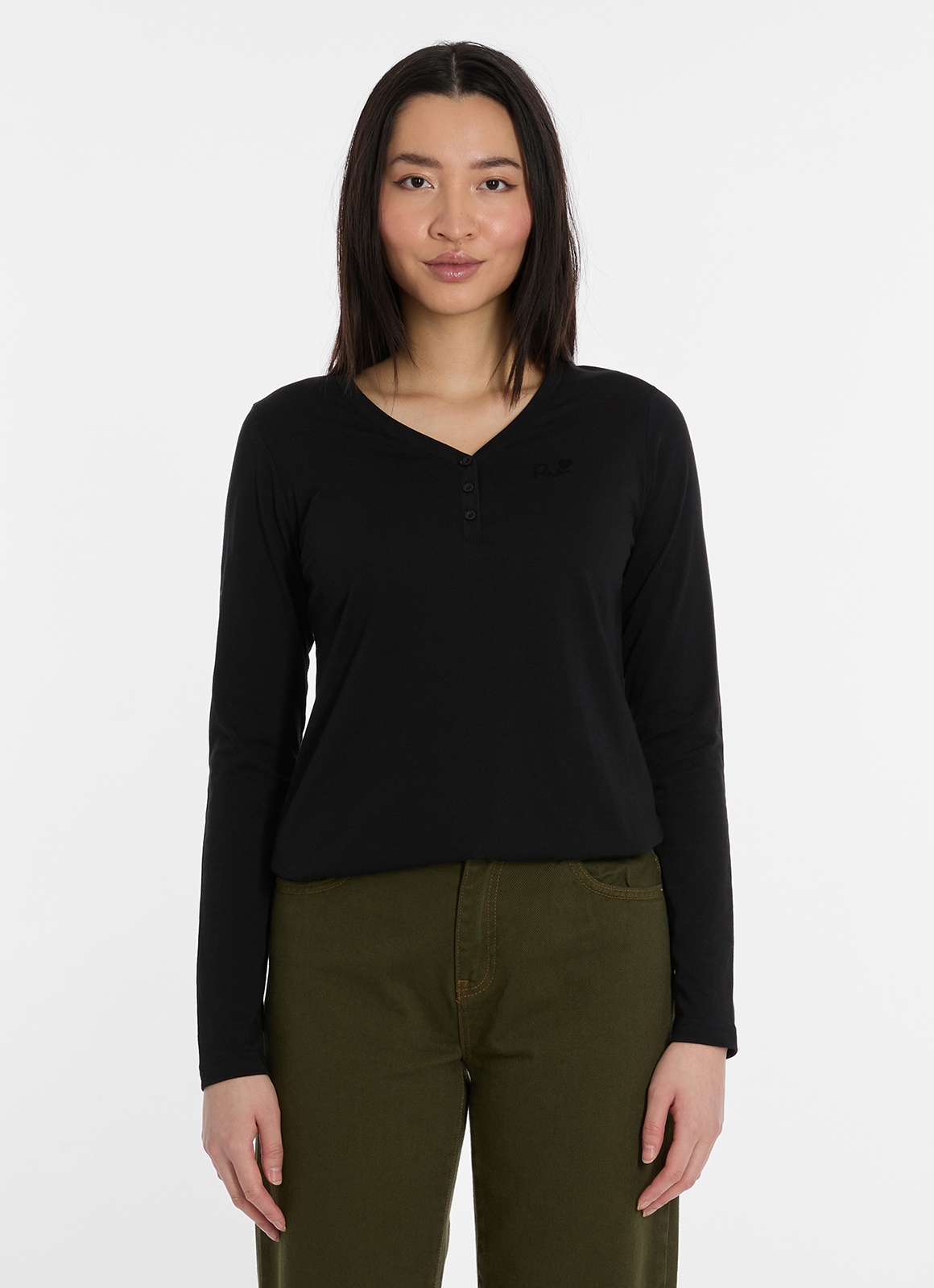 Ragwear Langarmshirt »PINKKI« mit kurzer Knopfleiste