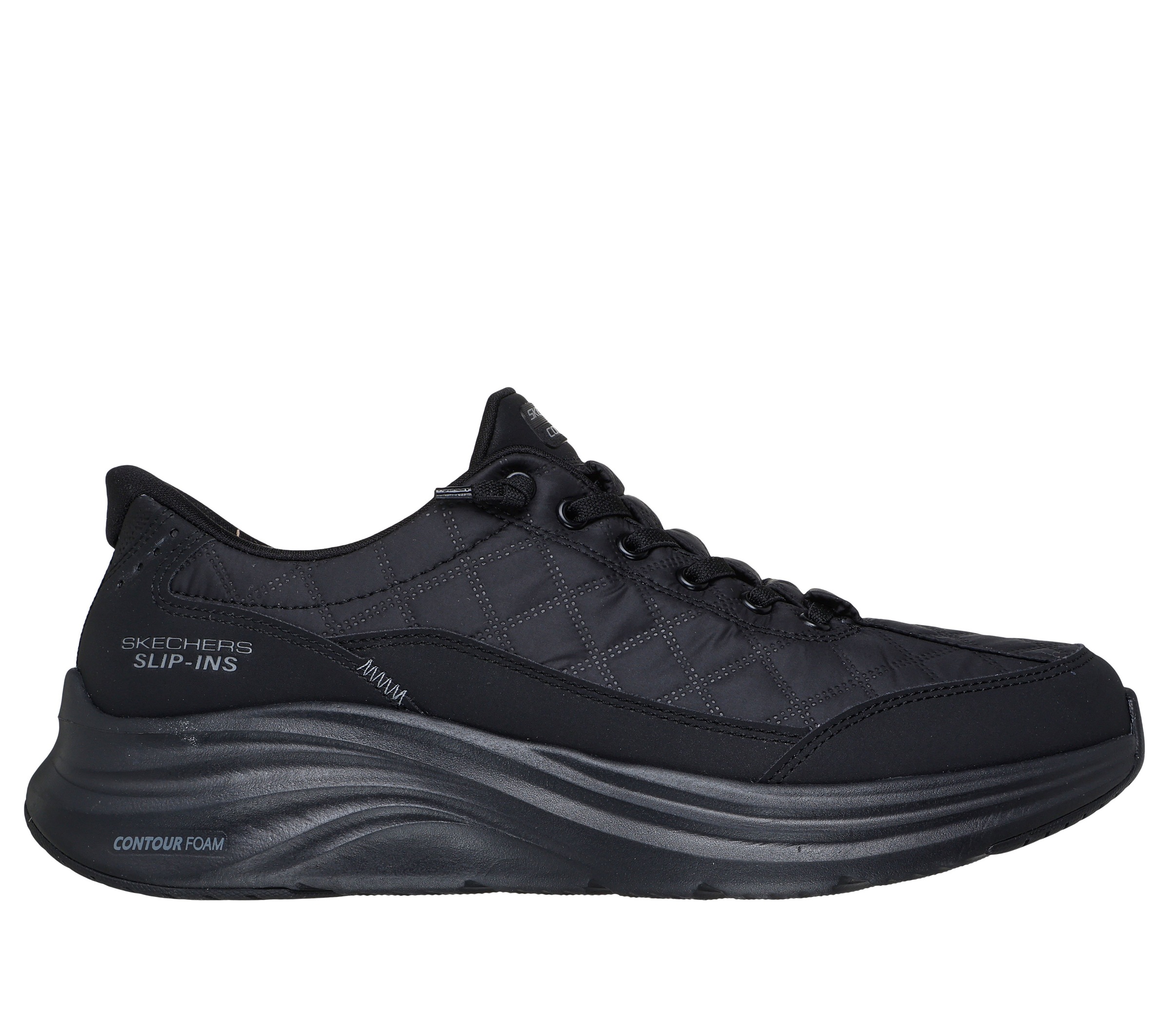 Slip-On Sneaker SKECHERS "CONTOUR FOAM", Herren, Gr. 43, schwarz, Lederimitat, Textil, Schuhe, Slipper, Schnürschuh in veganer Verarbeitung 2