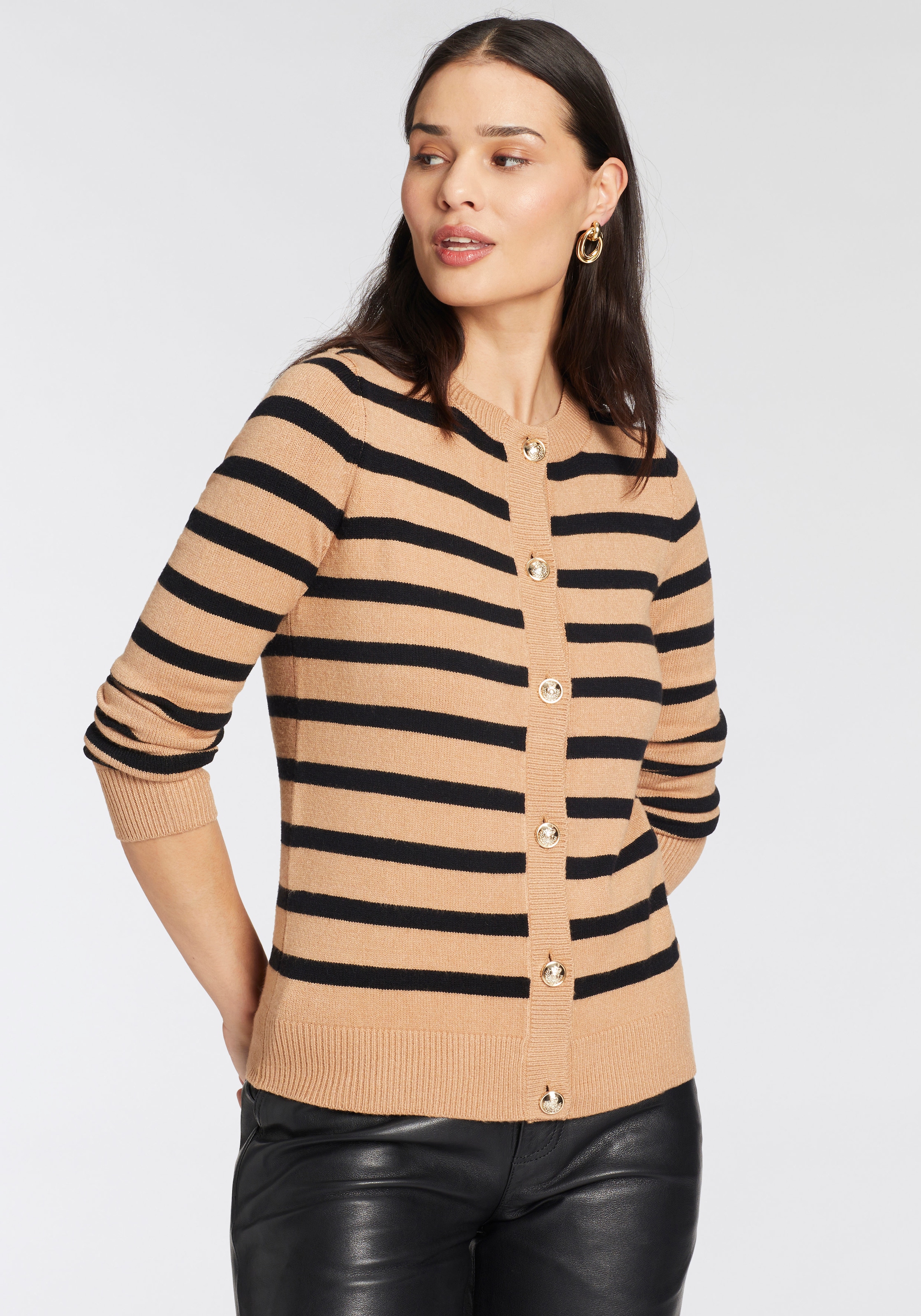 HECHTER PARIS Strickjacke, mit Kontraststreifen - NEUE KOLLEKTION