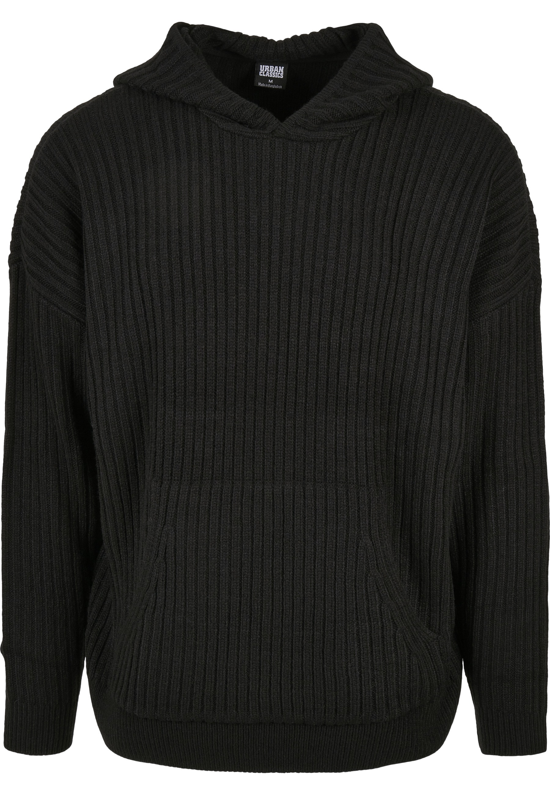 Rundhalspullover URBAN CLASSICS "Urban Classics Herren Knitted Hoody", Herren, Gr. XXL, schwarz, 100% Polyacryl, unifarben, oversize, Rundhals,