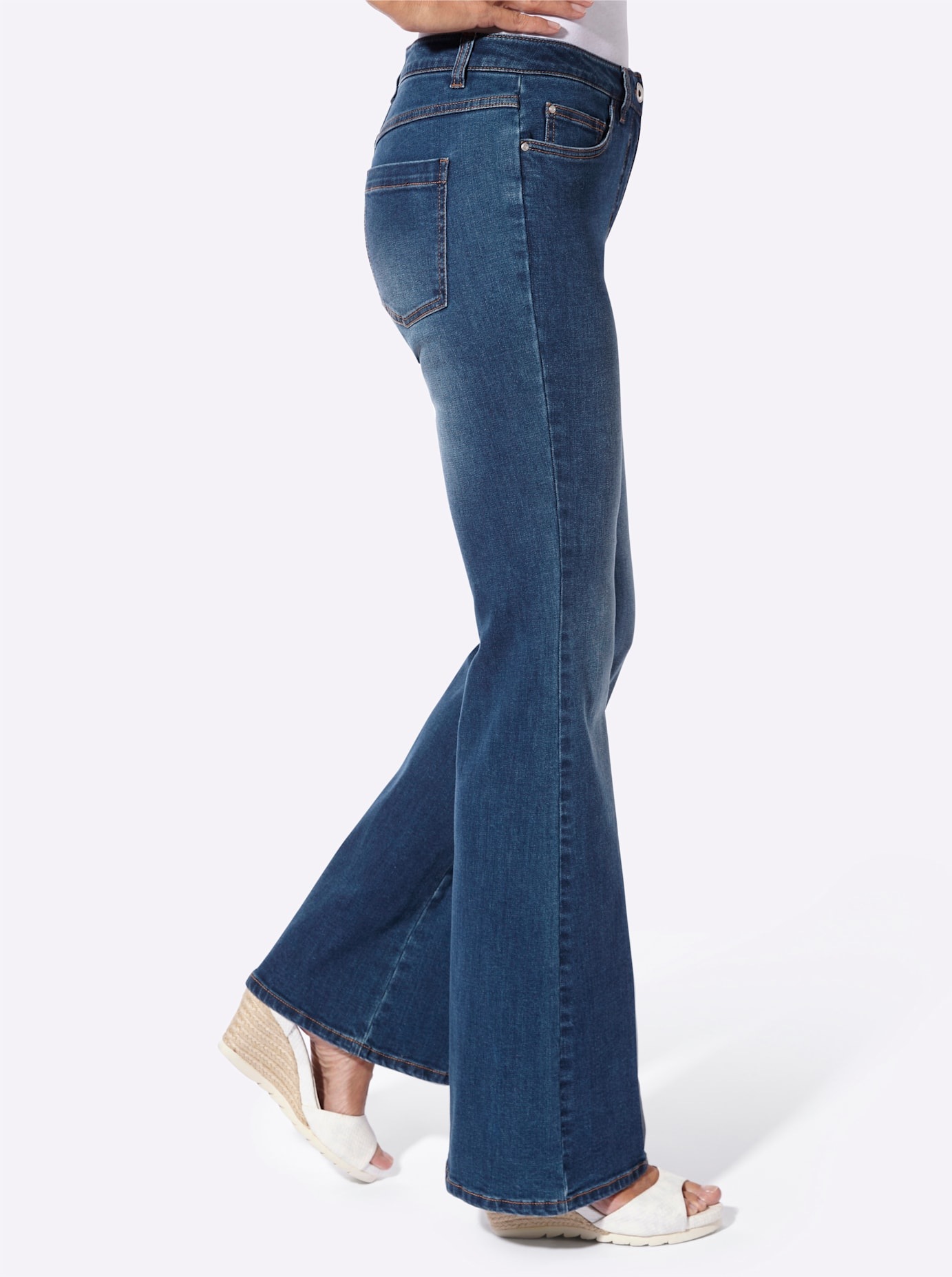5-Pocket-Jeans INSPIRATIONEN, Damen, Gr. 54, Normalgrößen, blau, stone, washed, 95% Baumwolle, 3% Polyester, 2% Elasthan, unifarben, lang, Jeans 5-Pocket-Jeans 3