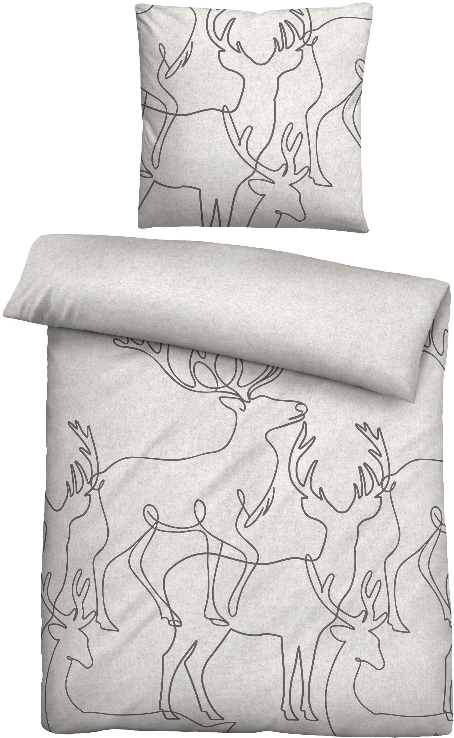 Biberna Bettwäsche »0840517« 2 Stk. tlg. kuschelig warm, samtweich, Melange, 100% Baumwolle, made in Germany