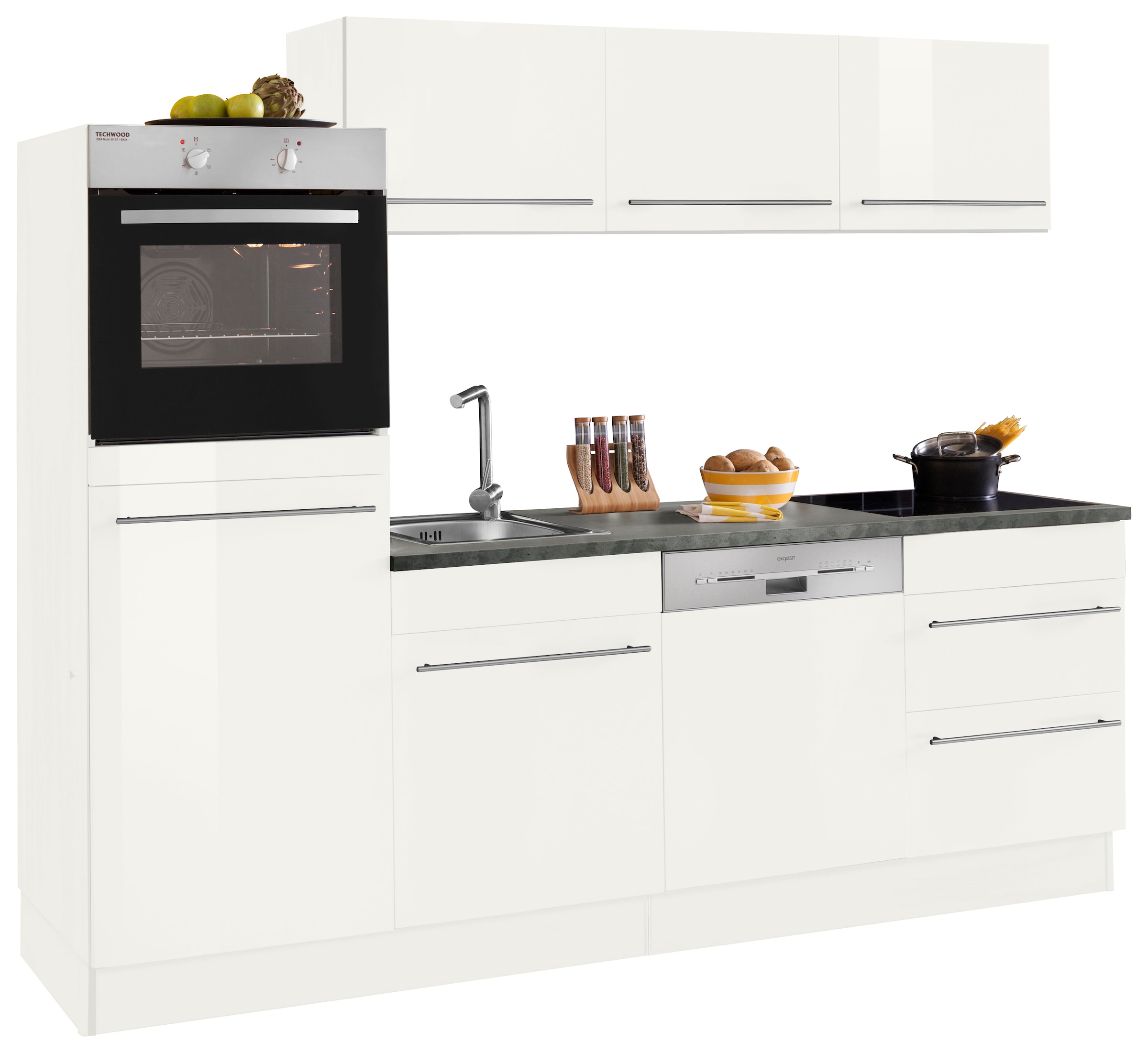 Küche »Bern«, Breite 240 cm, mit E-Geräten, Stärke der Arbeitsplatte wählbar