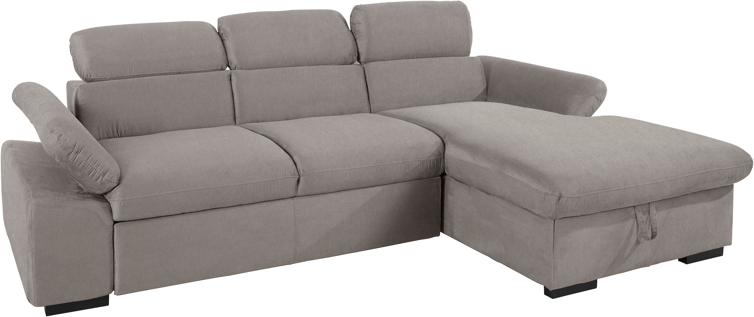 COTTA Ecksofa »Lola L-Form mit Kopfteilfunktion & Hocker«, (Set, mit Hocker), wahlweise mit Bettfunktion, Bettkasten & Armteilverstellung