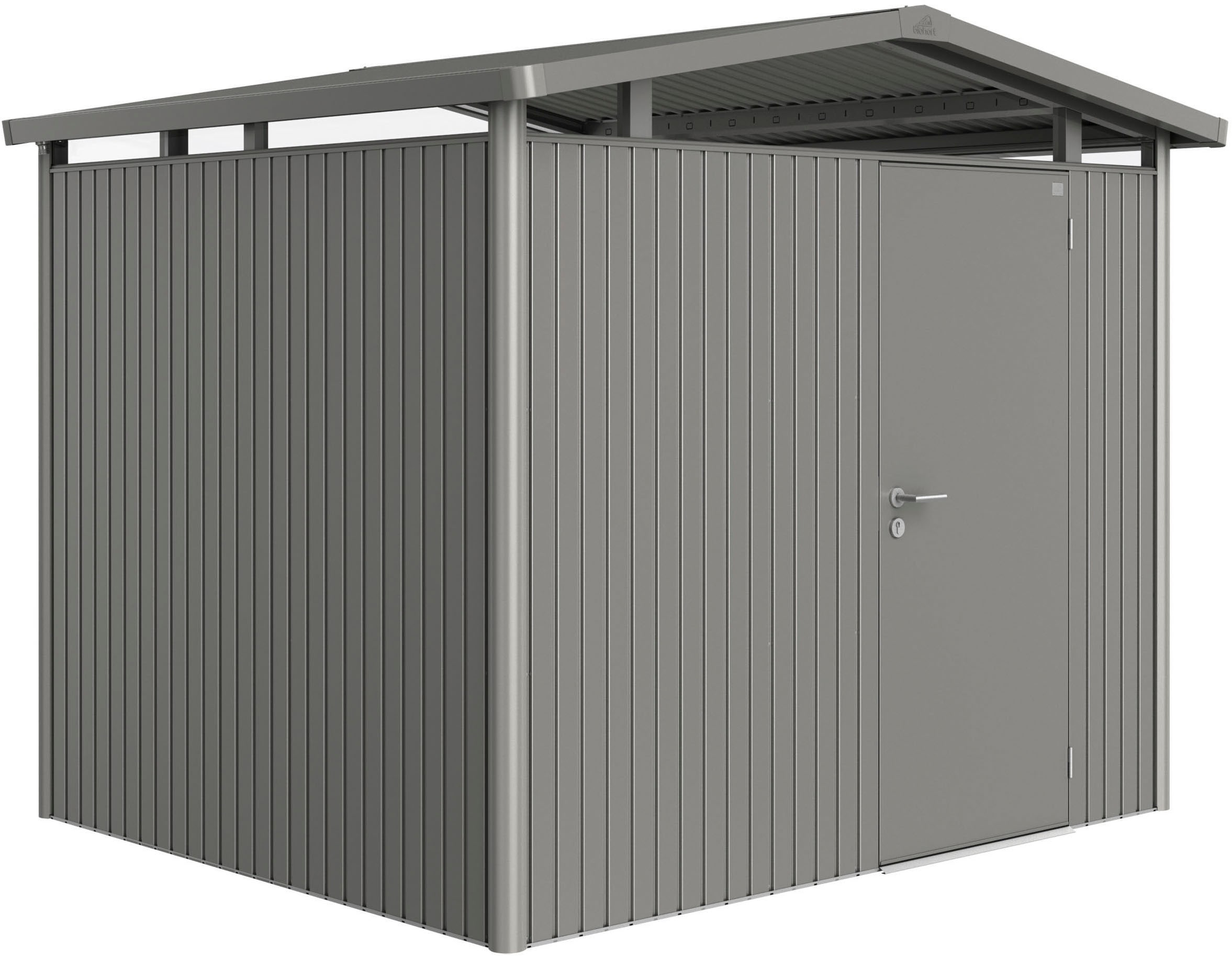 Biohort 1100000002199 "PANORAMA Gr. P3 quarzgrau-metallic mit Standardtür" aus Metall mit umlaufendem Acrylglas-Lichtband