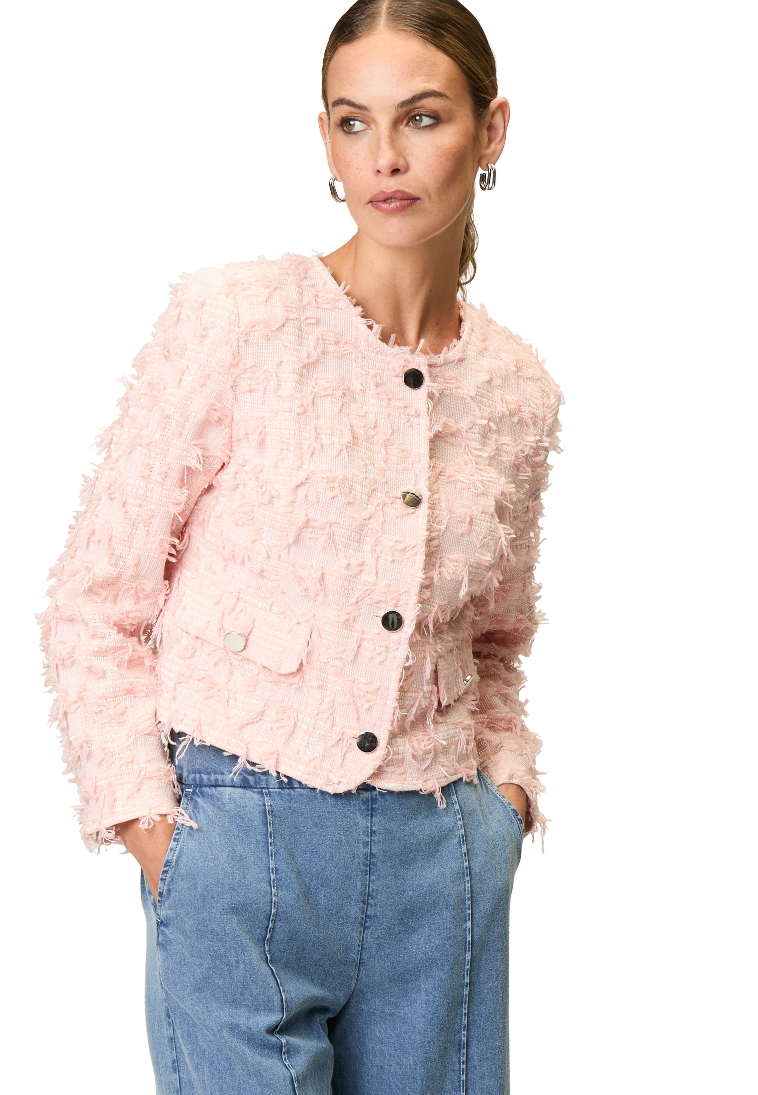 Zero Jackenblazer "zero Damen Bouclè-Blazer mit Klappentaschen", Knopfleist günstig online kaufen