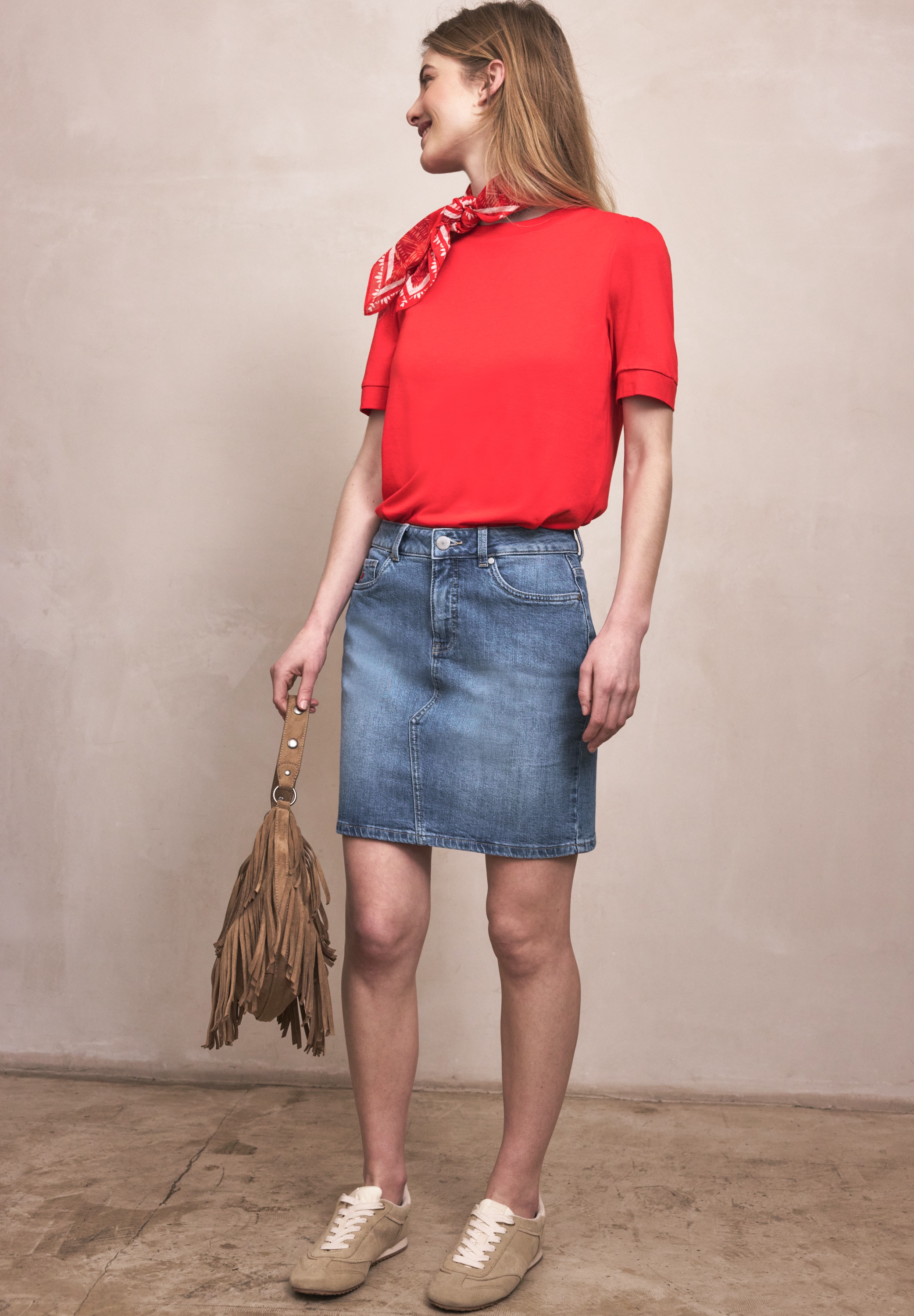 STREET ONE STUDIO Jeansrock aus Baumwolle mit Stretchanteil