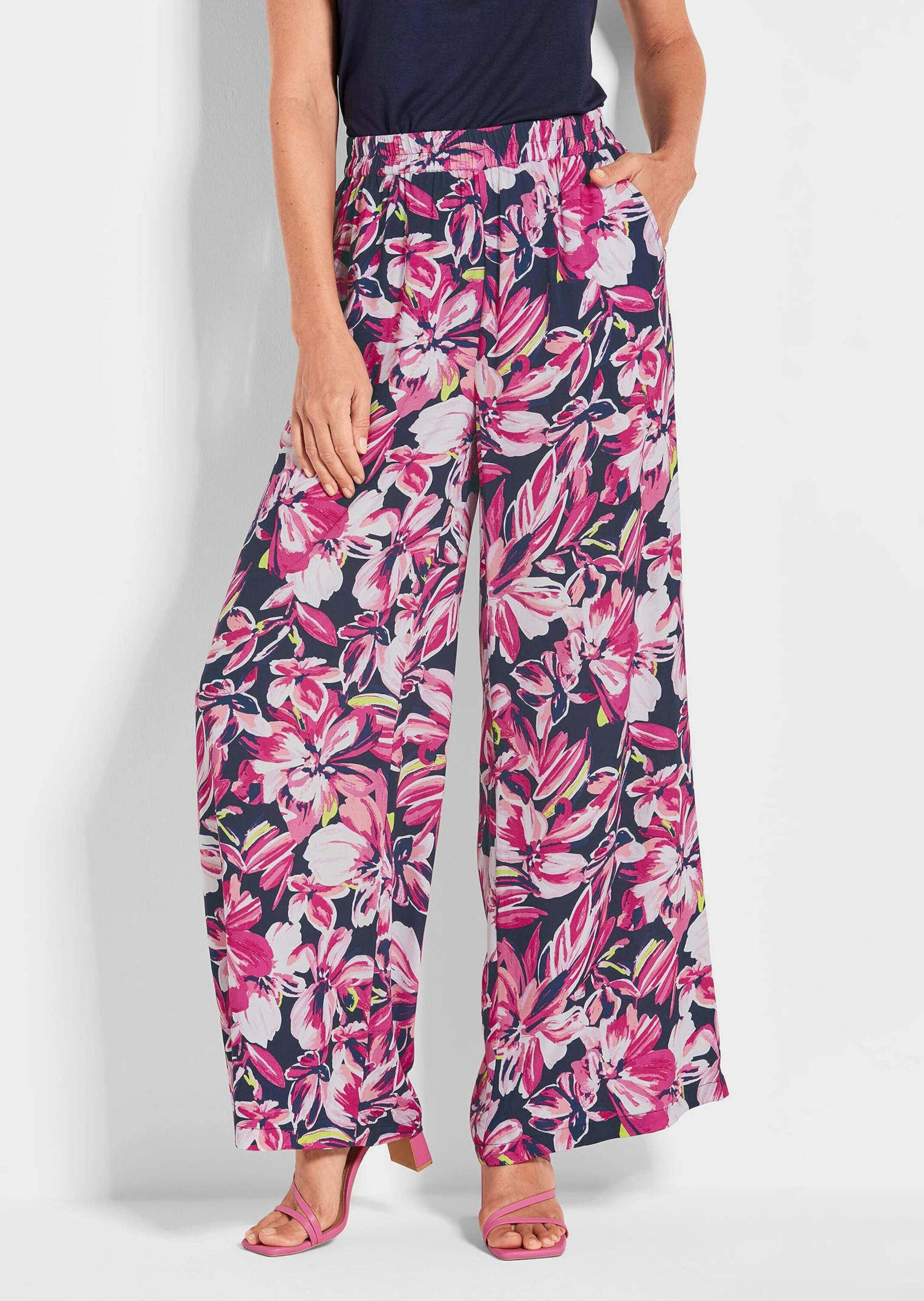 GOLDNER Schlupfhose "Kurzgröße Elegante Hose VERA mit Blütendruck" günstig online kaufen