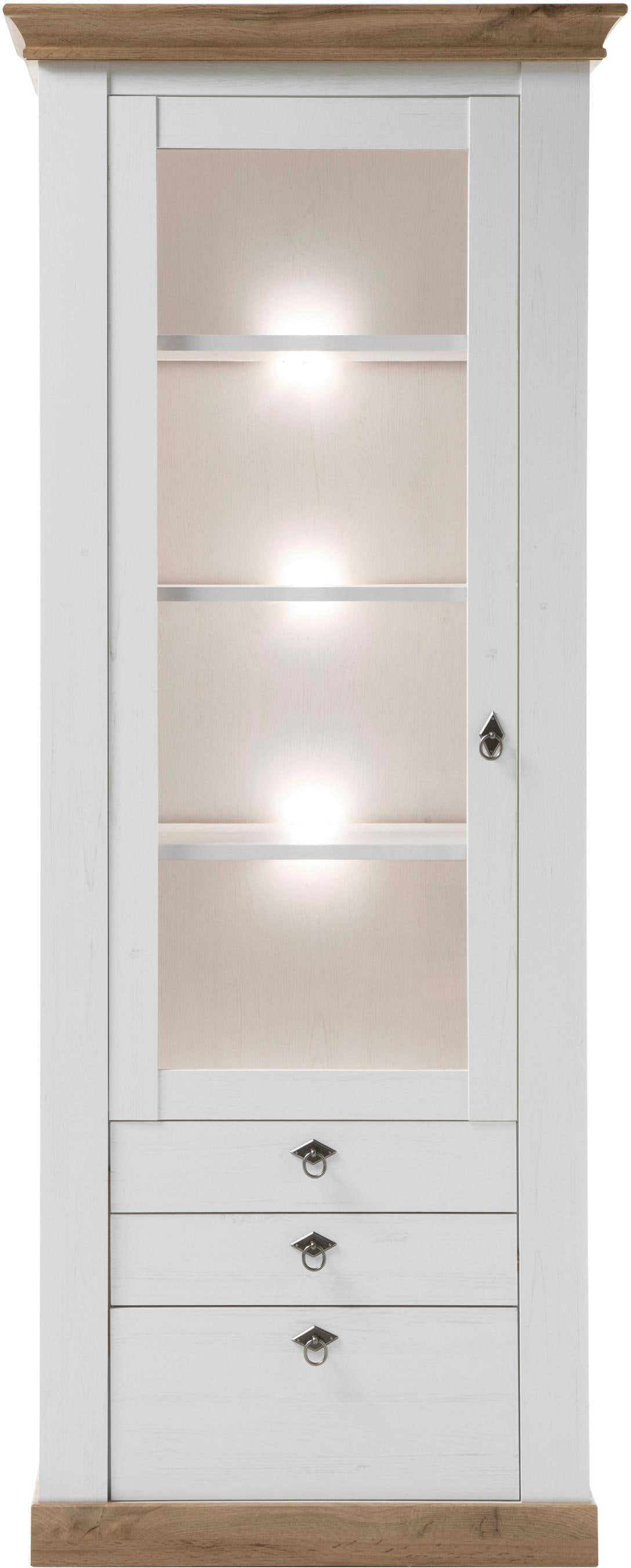 Home affaire Vitrine "Cremona, Hochschrank im Landhausstil, Glasvitrine" Metallgriffe, ausreichend Stauraum, vielseitig einsetzbar, 204 cm hoch
