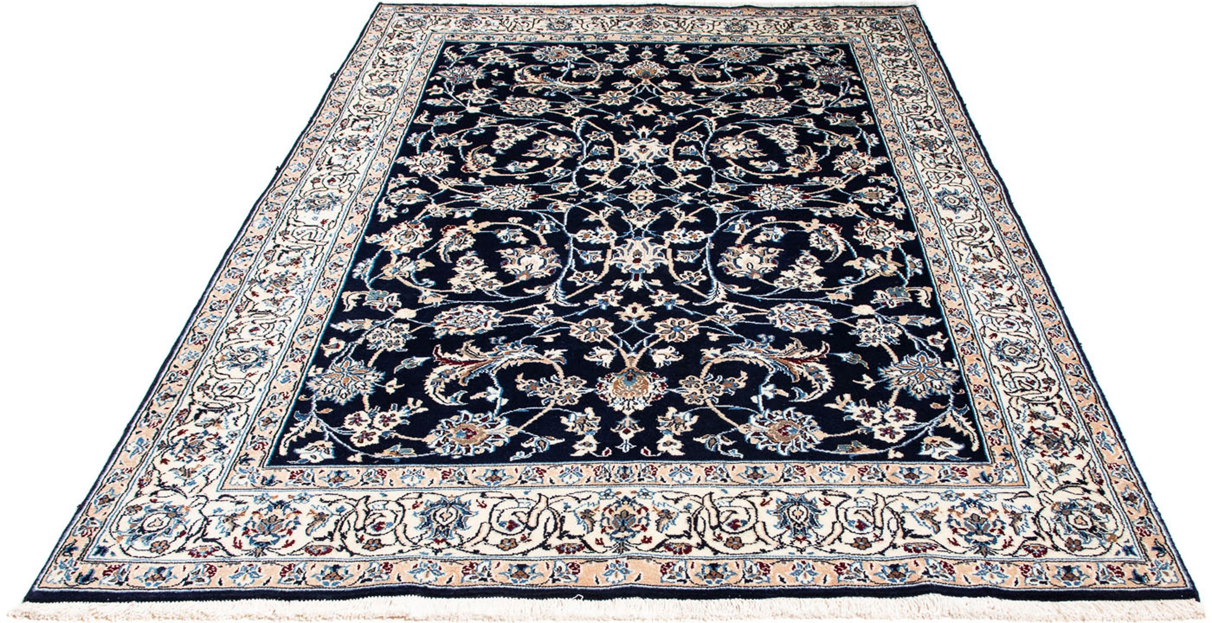 morgenland Orientteppich "Perser - Nain - Royal - 228 x 155 cm - dunkelblau", rechteckig, 10 mm Höhe, Wohnzimmer, Handge