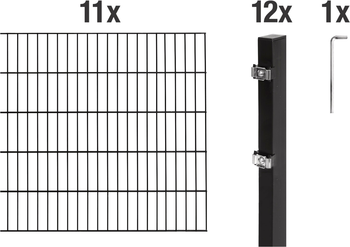 Alberts Doppelstabmattenzaun "Grundset" Höhe: 80-200 cm, Gesamtlänge: 4-30 m, zum Einbetonieren