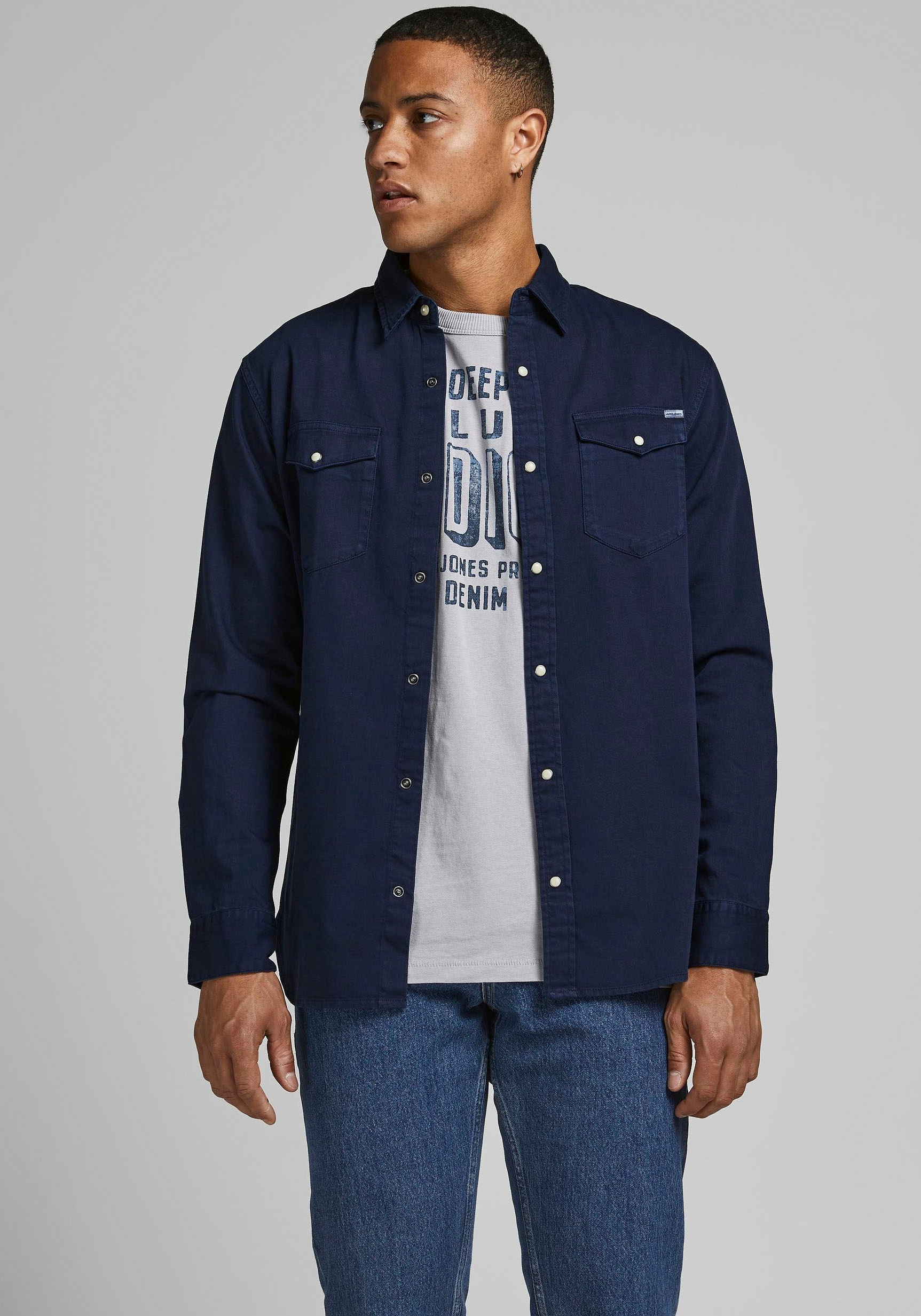 Jack & Jones "JJESHERIDAN SHIRT L/S NOOS" mit angesetzter Brusttasche