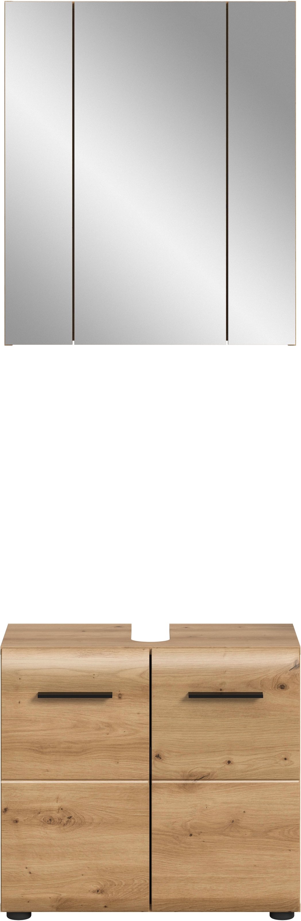 INOSIGN Badmöbel-Set »FLORENZ, TOPSELLER!, 2-teilige Badkombination, hochwertige MDF-Front«, (Set, 2 St., bestehend aus: 1 Waschbeckenunterschrank, 1 Spiegelschrank), Florenz, Badkombination 2-tlg., Artisan Oak NB, WBU, Spiegelschrank