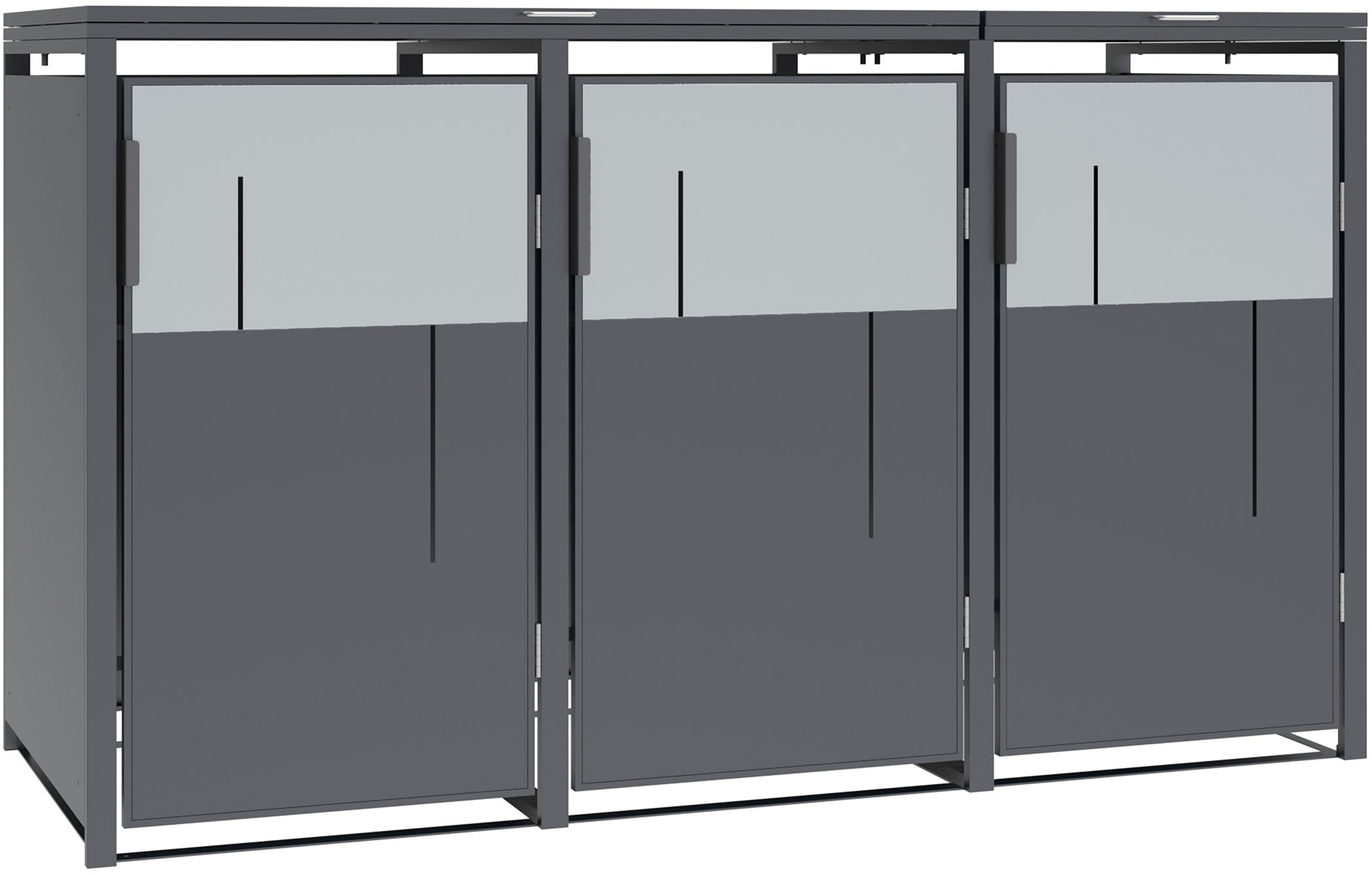 "Mülltonnenbox WESTMANN ""Tonus 3"", anthrazit, B:198cm H:116cm T:80cm, Stahl, Aufbewahrungsboxen, BxTxH: 198x80x116 cm, für 3x240 L Mülltonnen"