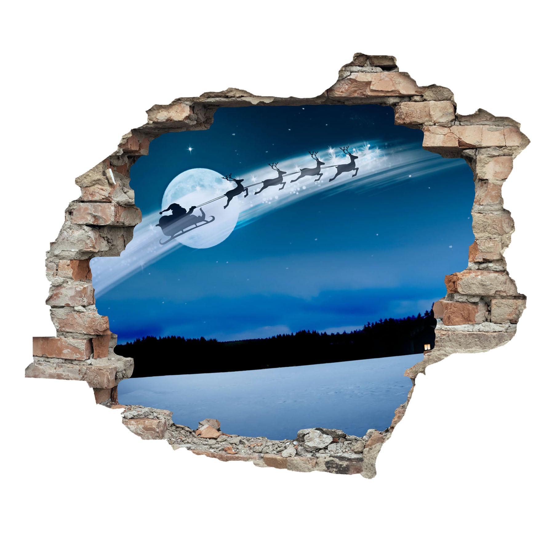 queence 3D-Wandtattoo »Der Weihnachtsmann im Schlitten«, (1 St.), selbstklebender Wandsticker Weihnachten