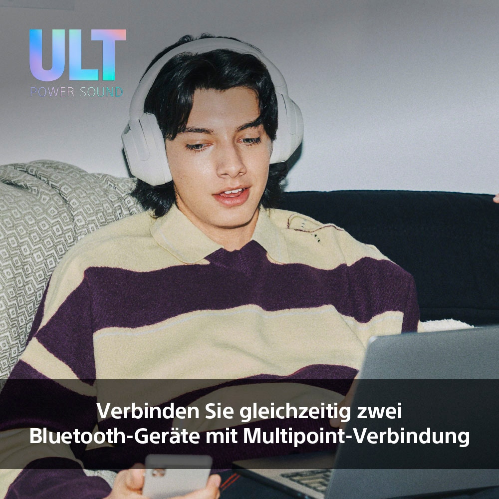 Sony Kopfhörer »ULT Wear«, A2DP Bluetooth-AVRCP Bluetooth-Bluetooth-HFP-HSP, Multi-Point-Verbindung-Noise-Cancelling-Sprachsteuerung-kompatibel mit Siri, tiefem Bass, Geräuschunterdrückung, klare Anrufqualität, iOS & Android