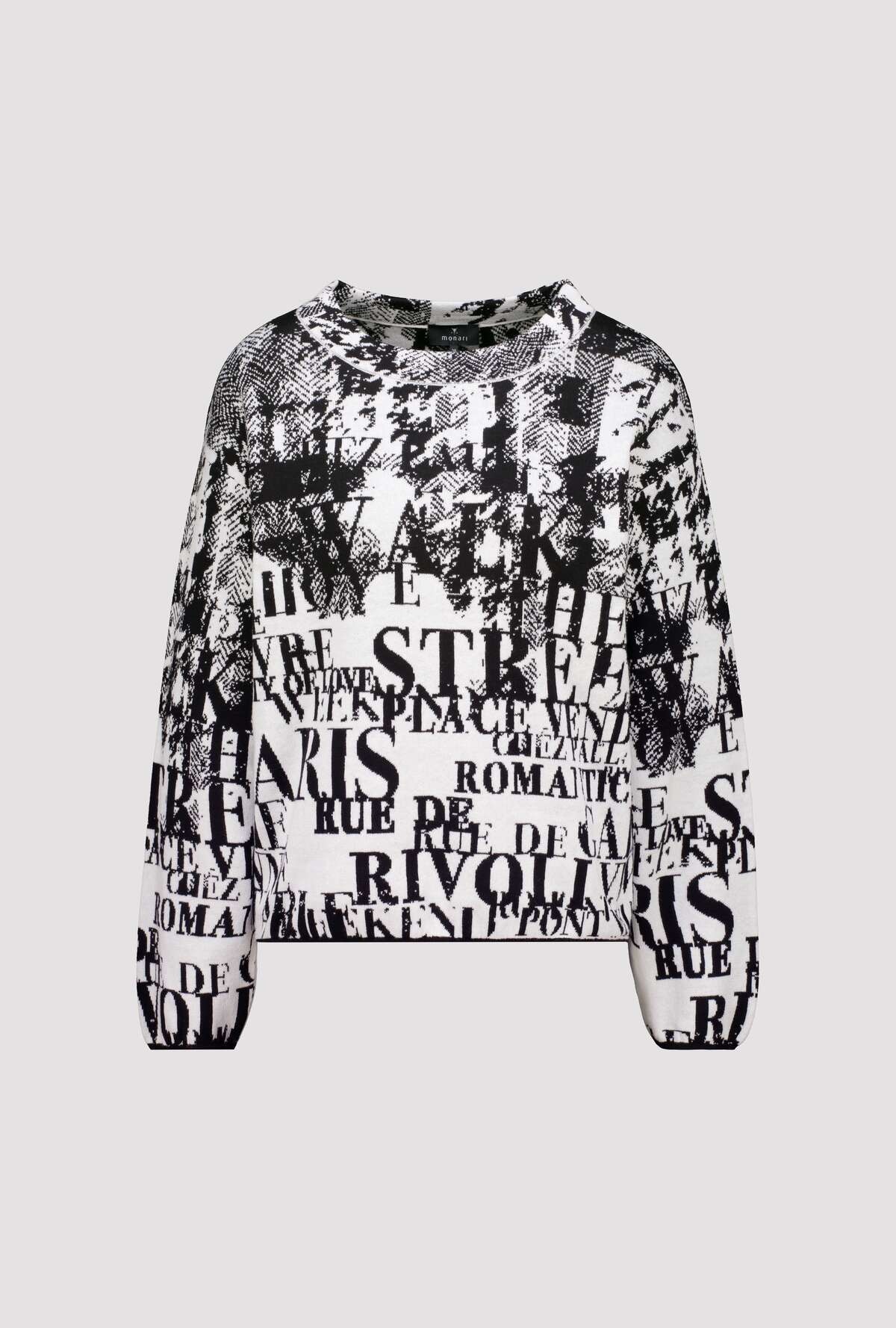 Monari Rundhalspullover »Pullover Buchstabenjacquard« Regular fit mit Rundhalsausschnitt