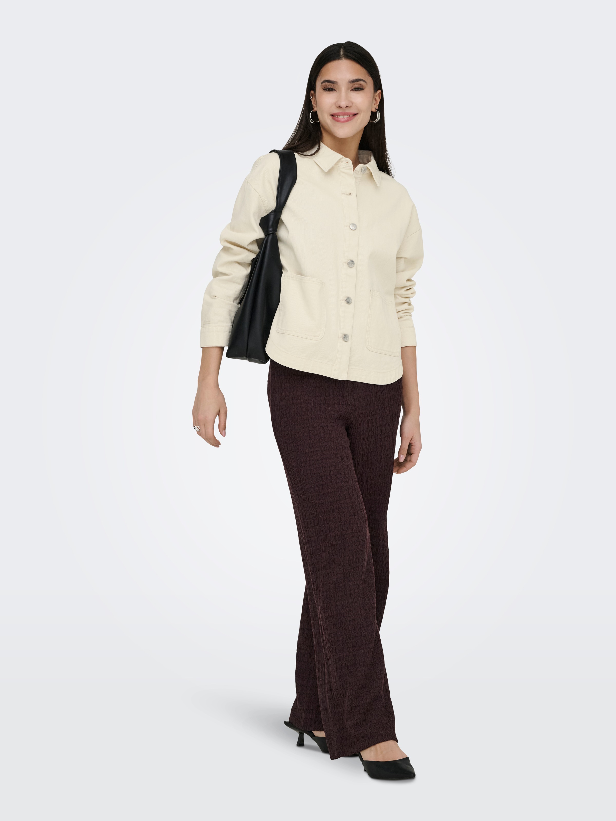 Schlupfhose ONLY "ONLILSE PANT STRUCTURE JRS NOOS", Damen, Gr. S, N-Gr, deep mahogany, Jersey, Obermaterial: 100% Polyester, unifarben, regular fit lang, Hosen Schlupfhose, Kunstfaser, regular fit 4