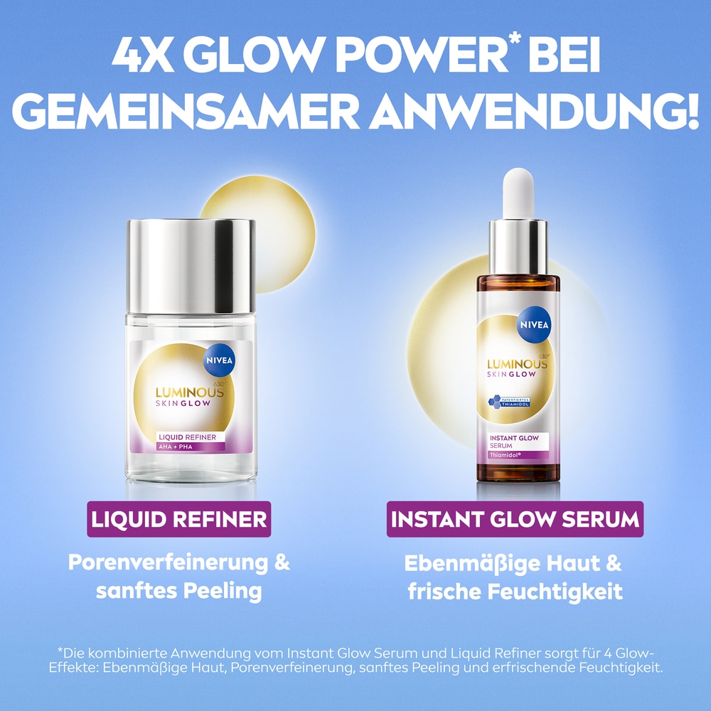 Nivea Anti-Falten-Serum »NIVEA LUMINOUS630® Skin Glow Instant Glow Serum«, leichte Textur, feuchtigkeitsspendend, pflegend