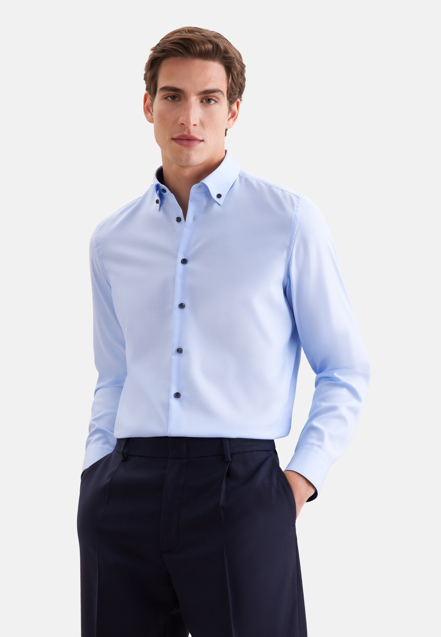 seidensticker Businesshemd "Schwarze Rose" Slim 1/1 Button-Down-Kragen Uni