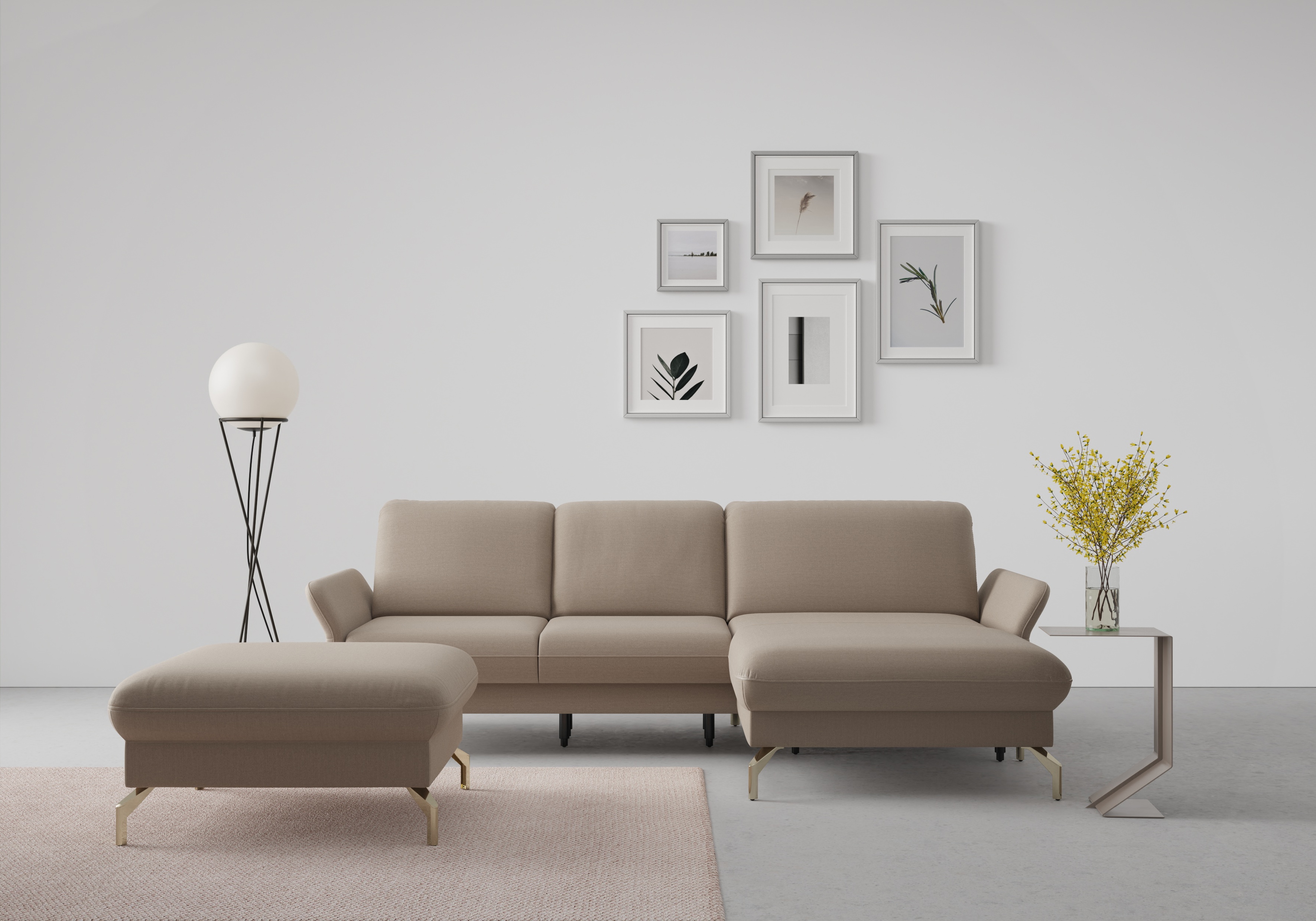 sit&more Ecksofa "Fashion L-Form" wahlweise mit Kopfteilverstellung, Vorziehsitz, motorisch, Nickelfüße