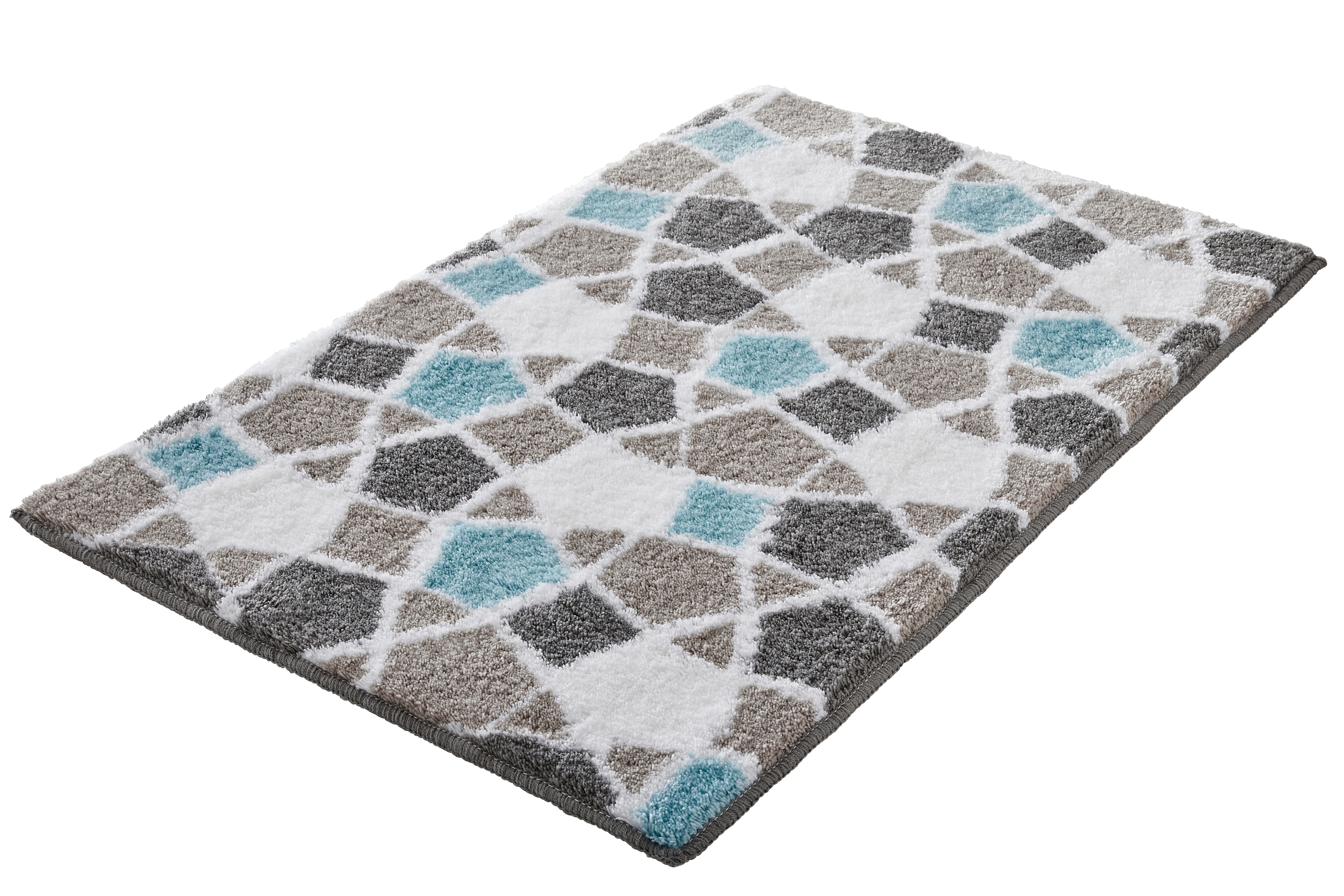 Kleine Wolke Badematte "Sintra, Badvorleger, Badezimmer Teppich" Höhe 15 mm rutschhemmend beschichtet fußbodenheizungsgeeignet Badteppich, modernes Mosaikdesign