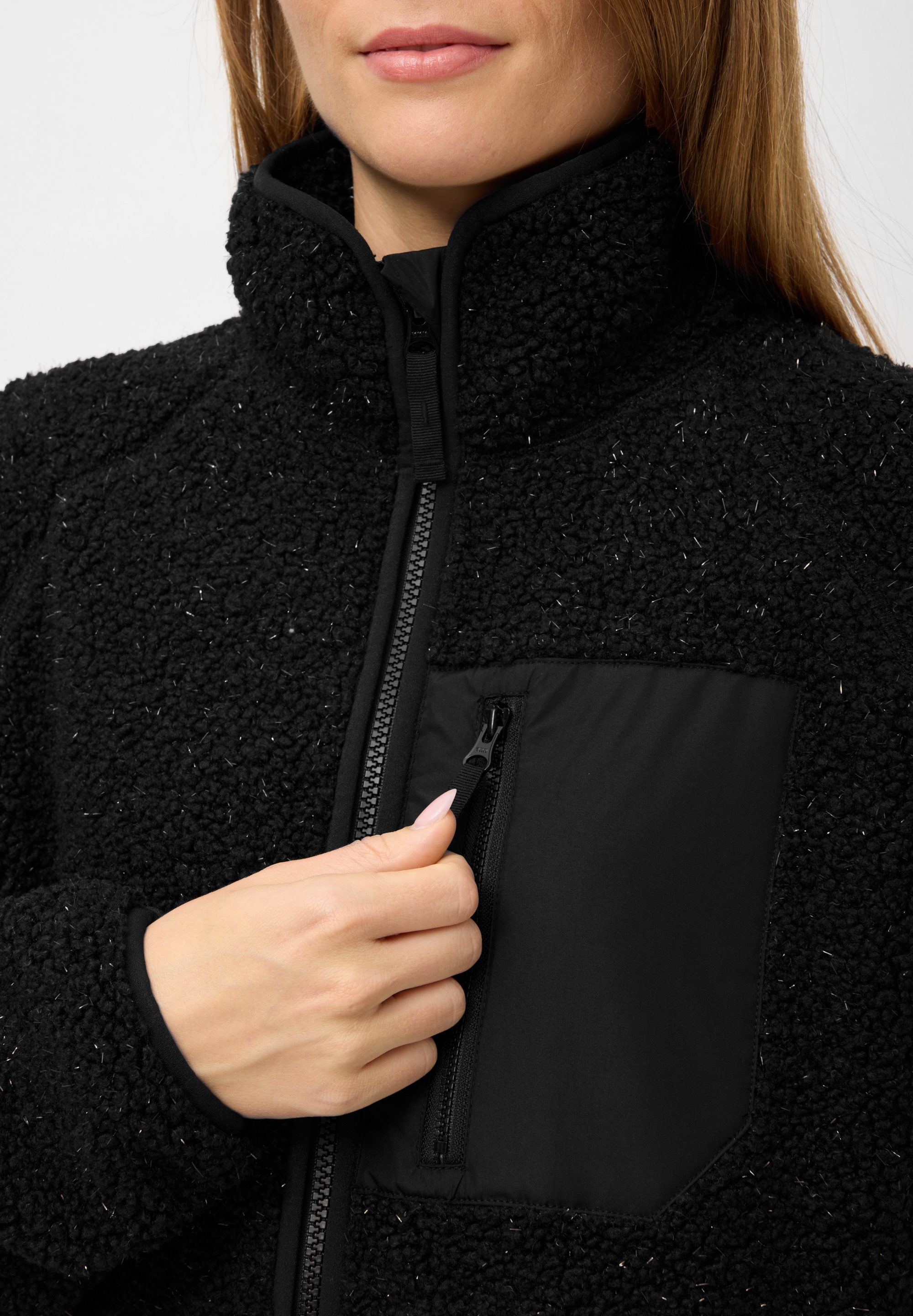 Derbe Fleecejacke »Kuschelby Long« ohne Kapuze Fleecejacke, lang, glitzernd, warm