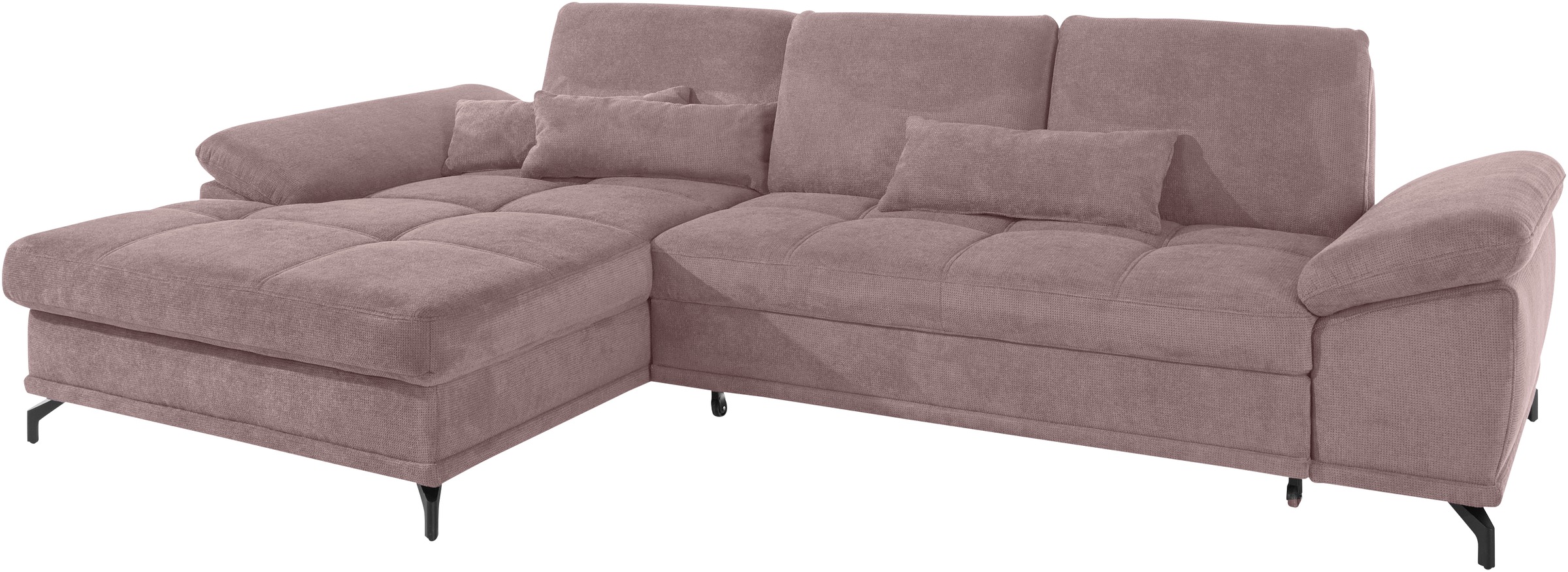 Places of Style Ecksofa Costello, mit Sitztiefenverstellung und Armlehnfunktion, incl. 3 Nierenkissen