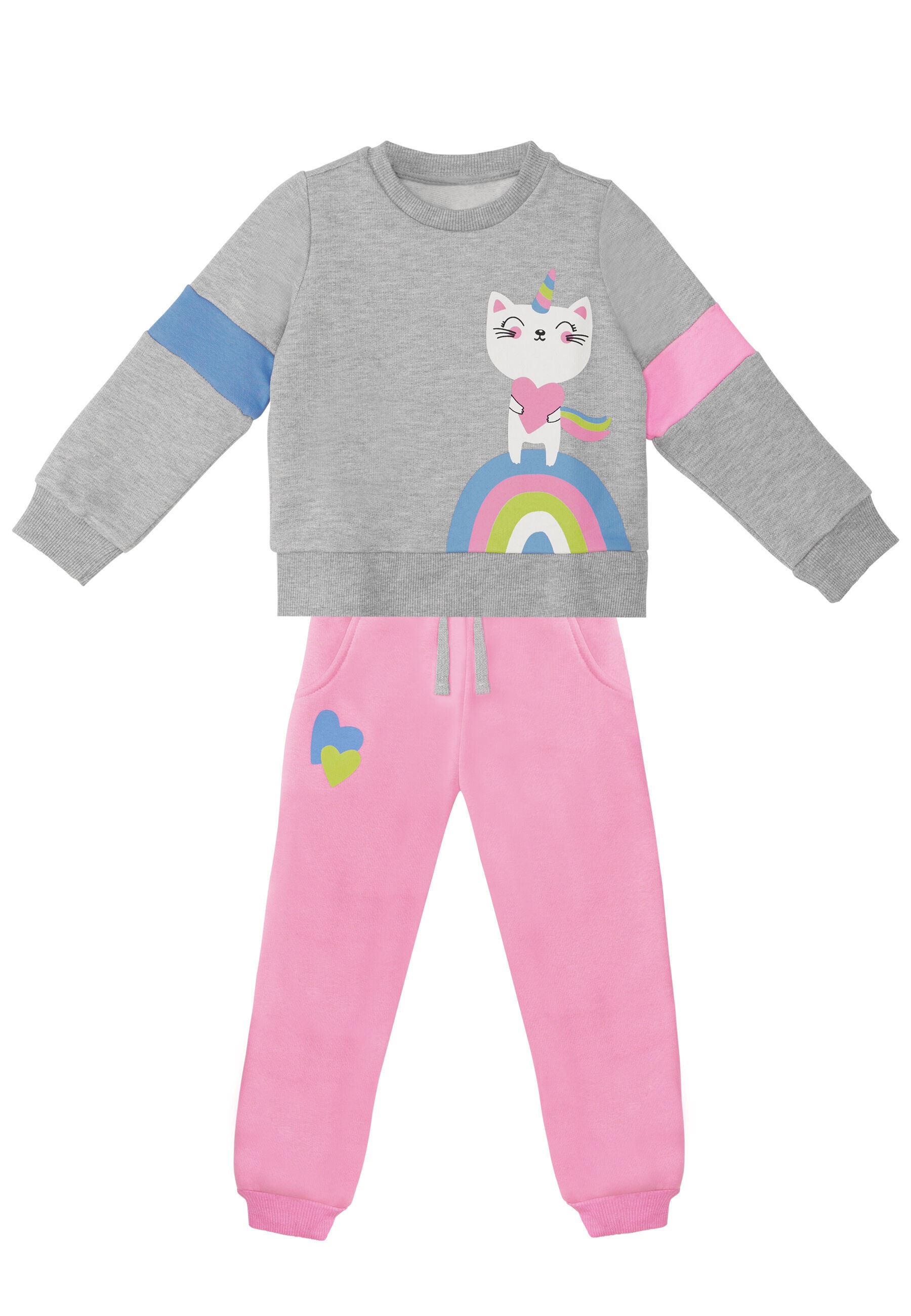 Denokids Hausanzug »Rainbow Cat« 2 Stk. tlg., mit Katzenaufdruck