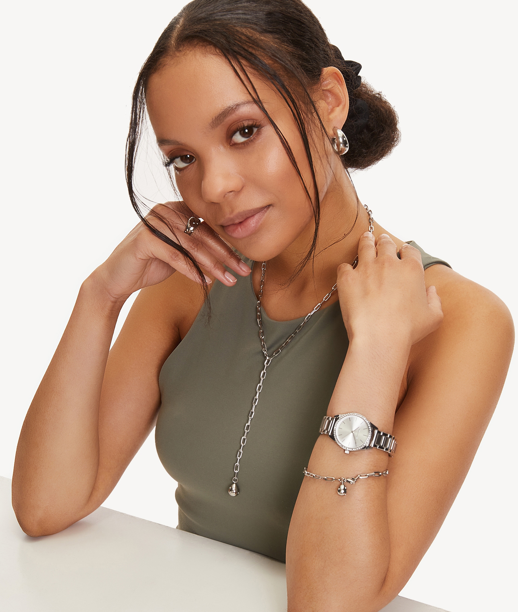 Tamaris Quarzuhr »TT-0045-MQ« Armbanduhr, Damenuhr, Edelstahlarmband, analog, Zirkonia (synth.)