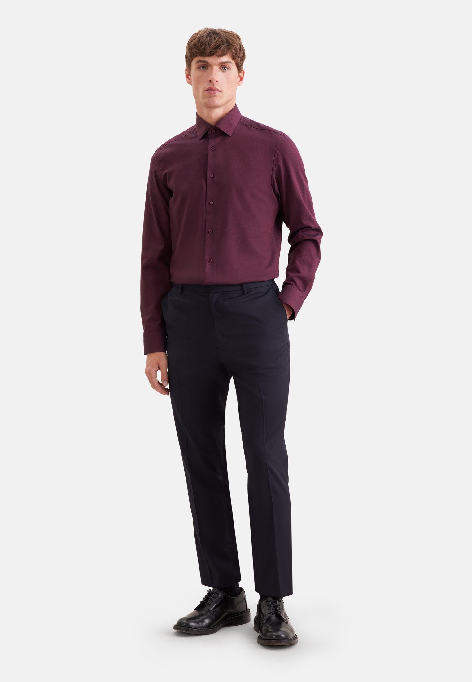 seidensticker Flanellhemd »Schwarze Rose« Slim 1/1 Kentkragen Uni