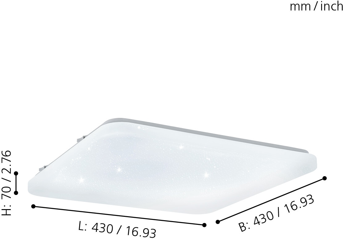 EGLO LED Deckenleuchte »FRANIA-S«, LED-Board, Warmweiß, weiß / L43 x H7 x  B33 cm / inkl. 1 x LED-Platine (je 33W, 3600lm, 3000K) / Deckenlampe -  Sternenhimmel - Lampe - Schlafzimmerlampe - Kinderzimmerlampe -  Kinderzimmer - Schlafzimmer | BAUR