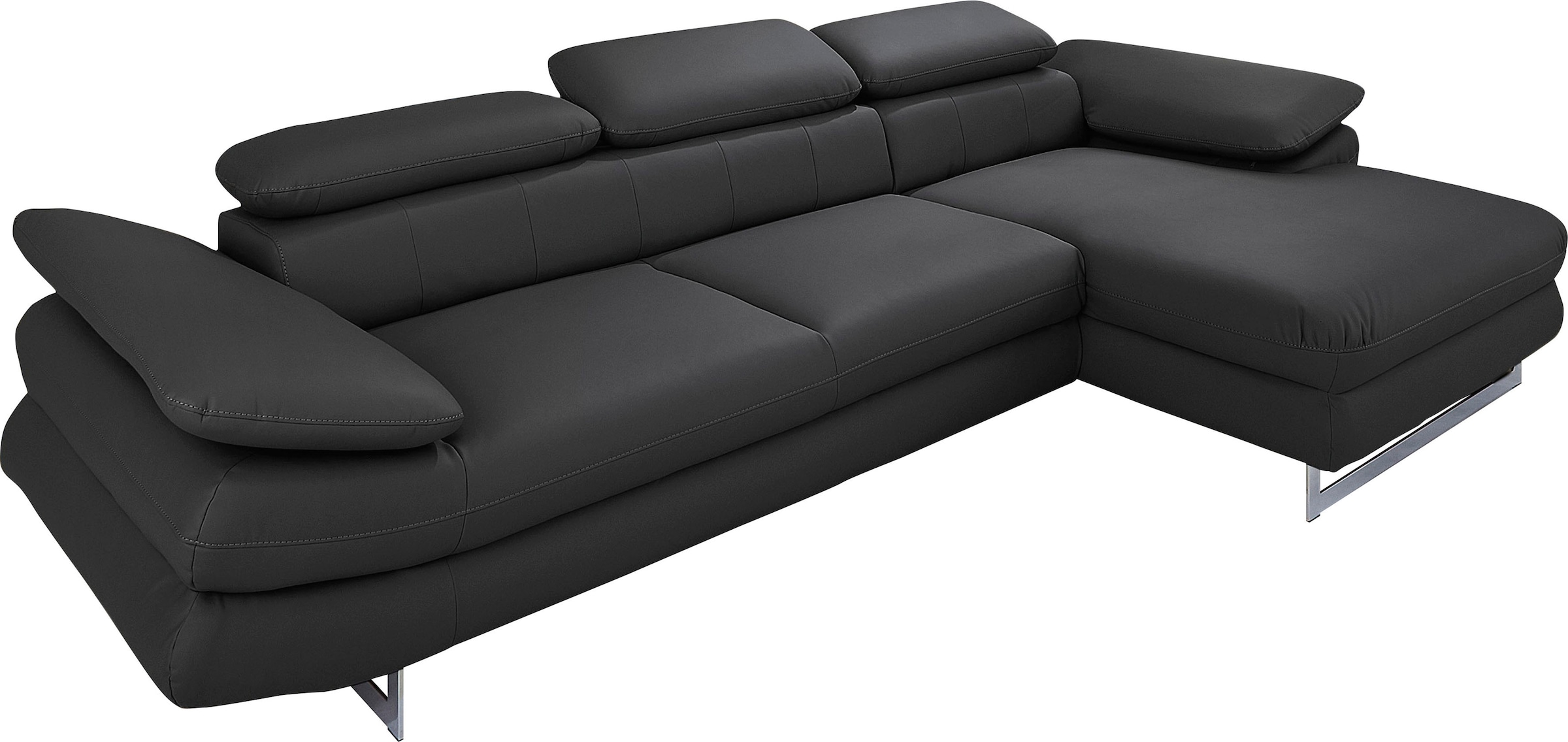 COTTA Ecksofa "Solution L-Form, B:286cm,modern mit Relaxarmlehne, Wellenunterfederung" mit Arm- & Kopfteilverstellung, wahlweise mit Schlaffunktion