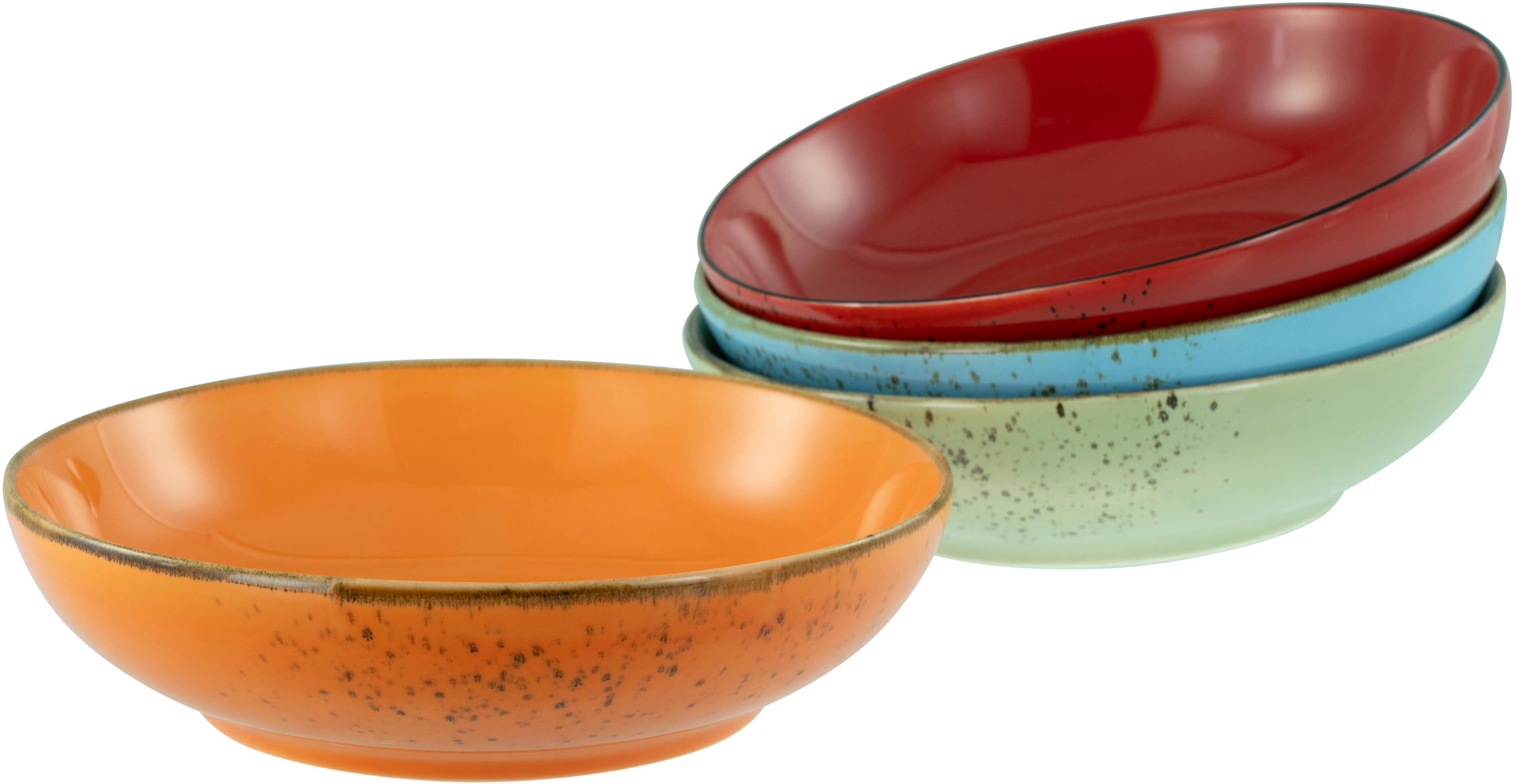 CREATABLE Schale "Nature Collection, Poke Bowl, Ø 22,5 cm, 4-tlg", Ø 22,5cm, orange, Schüsseln, Handwerklicher Look, Vintage, Höhe 6 cm